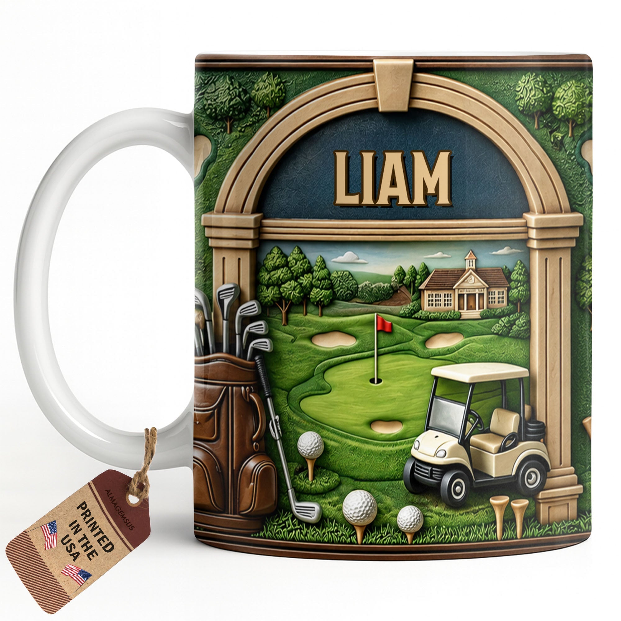 Personalized Golf Mug Custom Name Gift for Dad Golf Lovers Edge-to-edge Mug GradoCreations