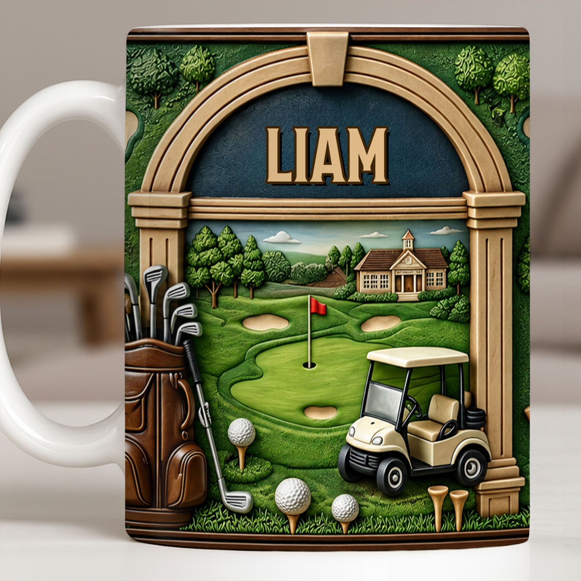 Personalized Golf Mug Custom Name Gift for Dad Golf Lovers Edge-to-edge Mug GradoCreations