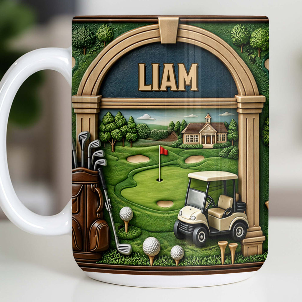 Personalized Golf Mug Custom Name Gift for Dad Golf Lovers Edge-to-edge Mug GradoCreations