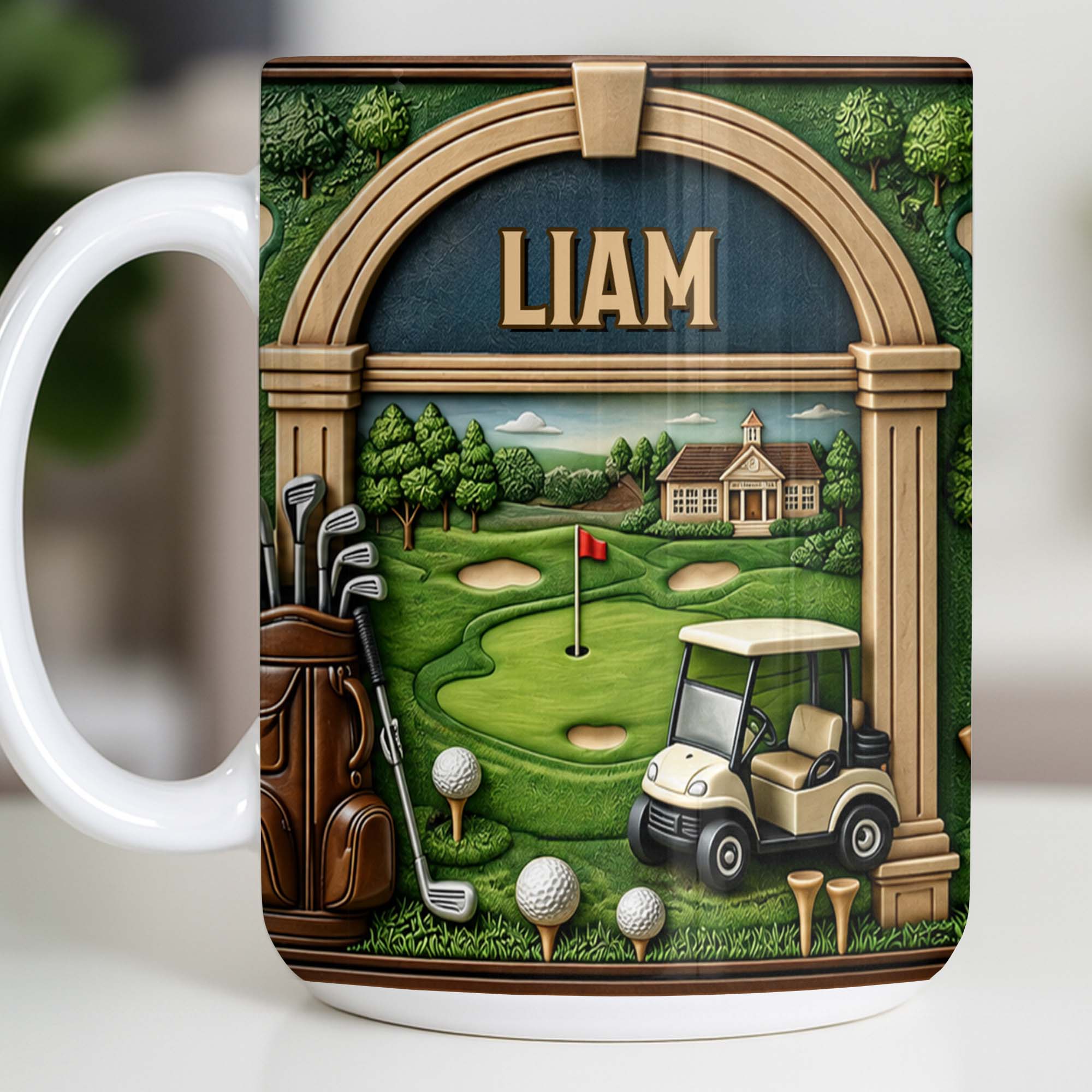 Personalized Golf Mug Custom Name Gift for Dad Golf Lovers Edge-to-edge Mug GradoCreations