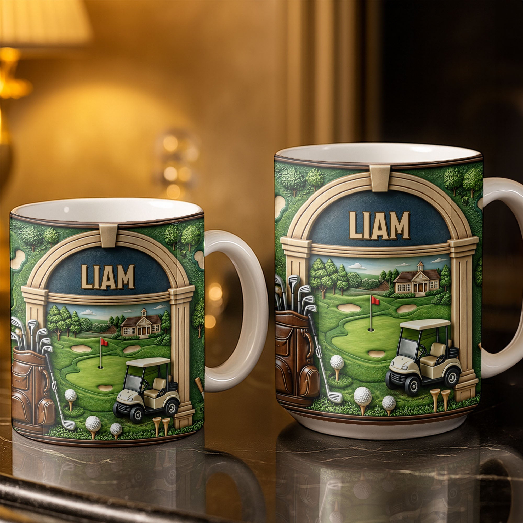 Personalized Golf Mug Custom Name Gift for Dad Golf Lovers Edge-to-edge Mug GradoCreations