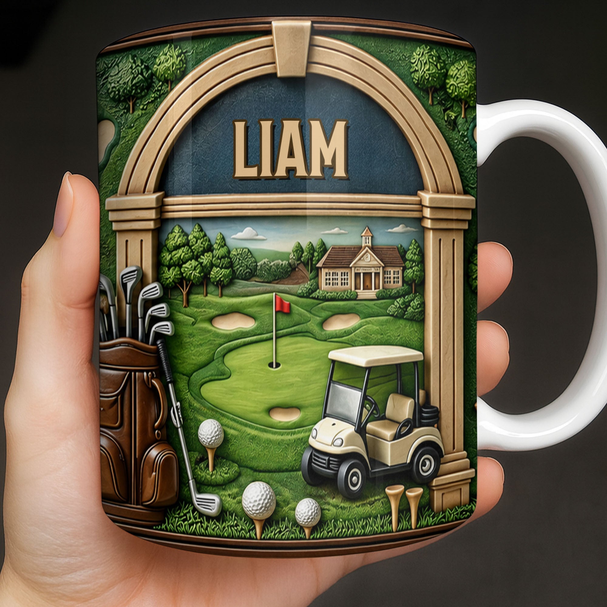 Personalized Golf Mug Custom Name Gift for Dad Golf Lovers Edge-to-edge Mug GradoCreations