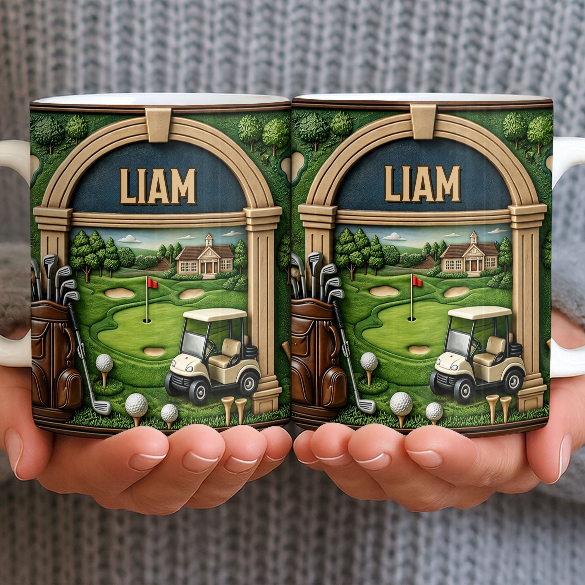 Personalized Golf Mug Custom Name Gift for Dad Golf Lovers Edge-to-edge Mug GradoCreations
