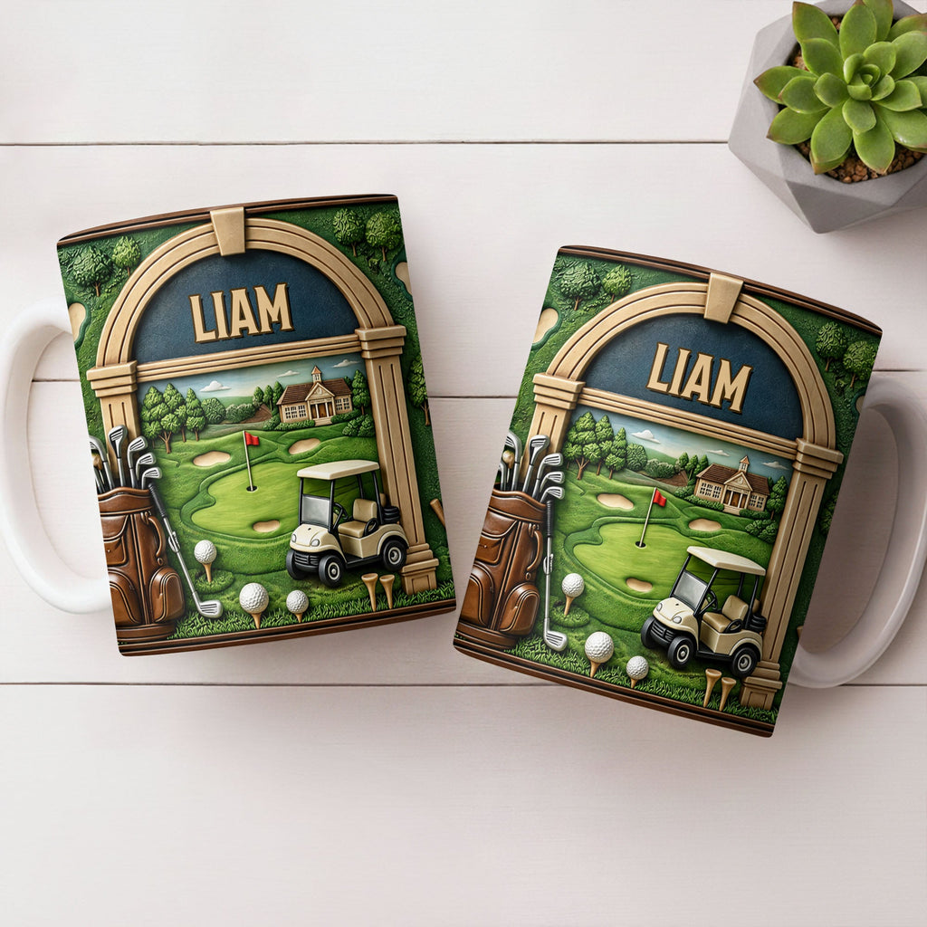 Personalized Golf Mug Custom Name Gift for Dad Golf Lovers Edge-to-edge Mug GradoCreations