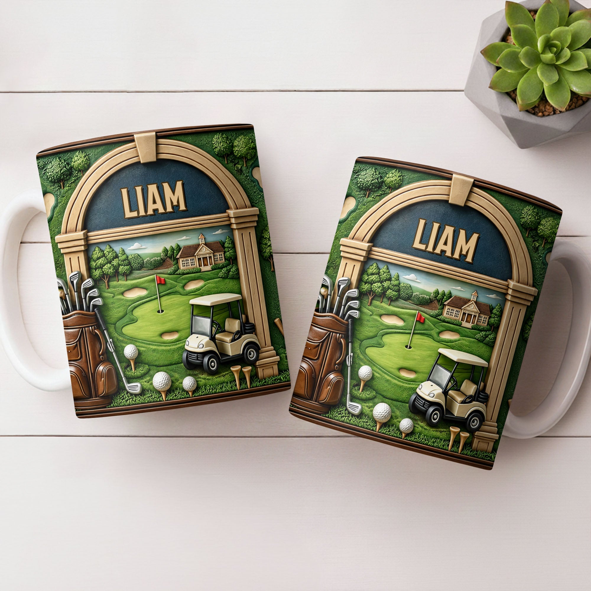 Personalized Golf Mug Custom Name Gift for Dad Golf Lovers Edge-to-edge Mug GradoCreations