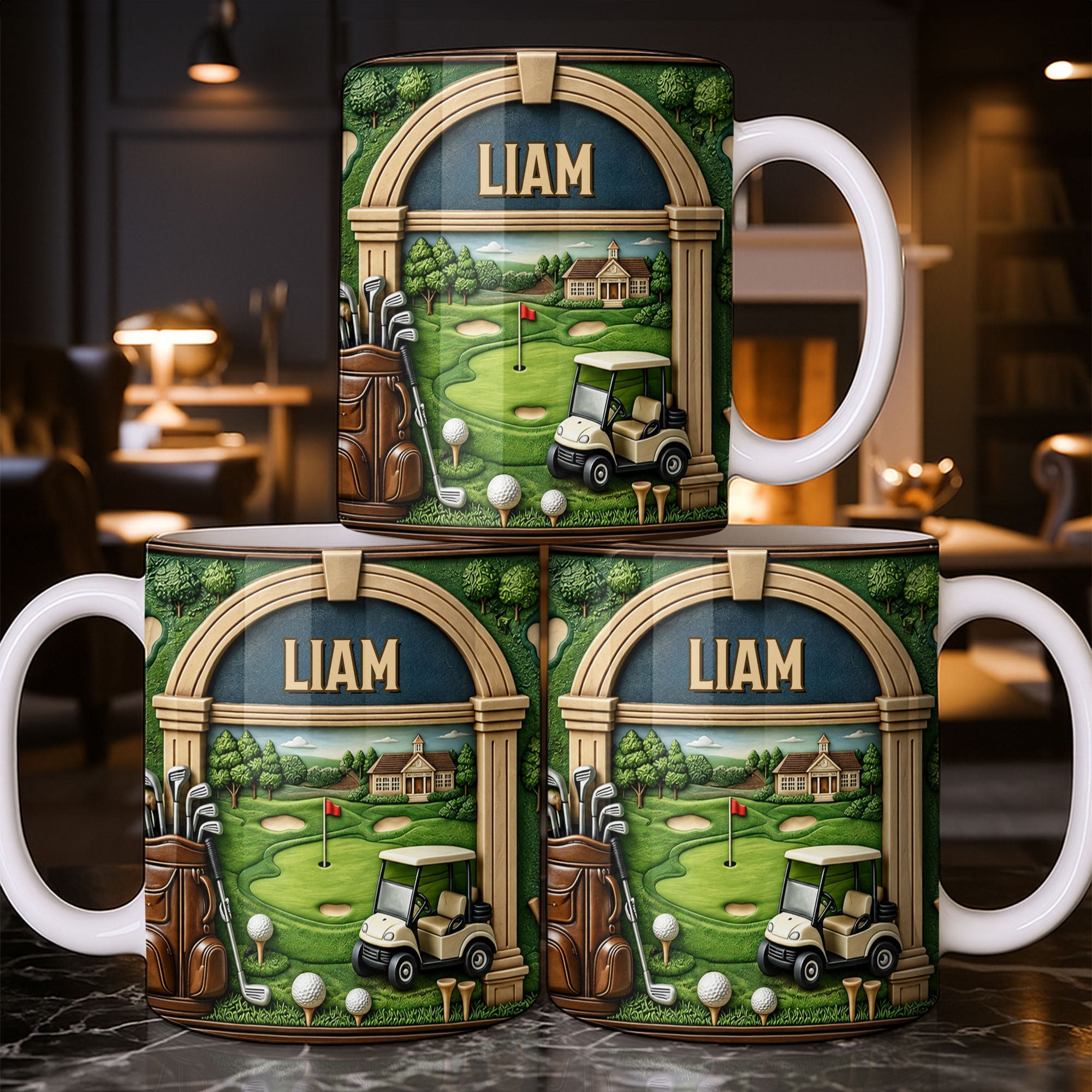 Personalized Golf Mug Custom Name Gift for Dad Golf Lovers Edge-to-edge Mug GradoCreations