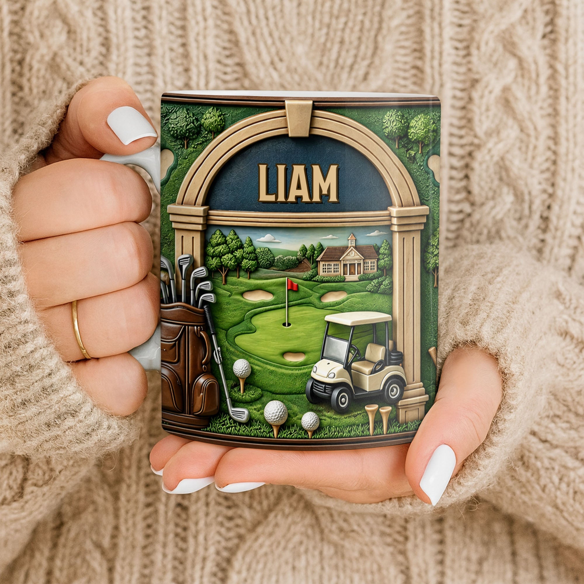 Personalized Golf Mug Custom Name Gift for Dad Golf Lovers Edge-to-edge Mug GradoCreations