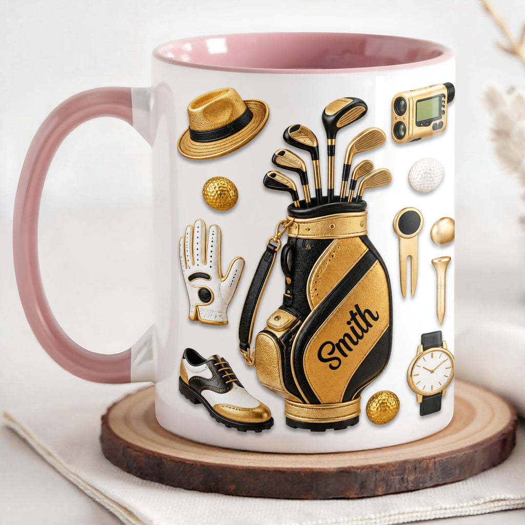 Personalized Golf Lover Accent Mug Custom Name Gift for Dad Accent Mug GradoCreations