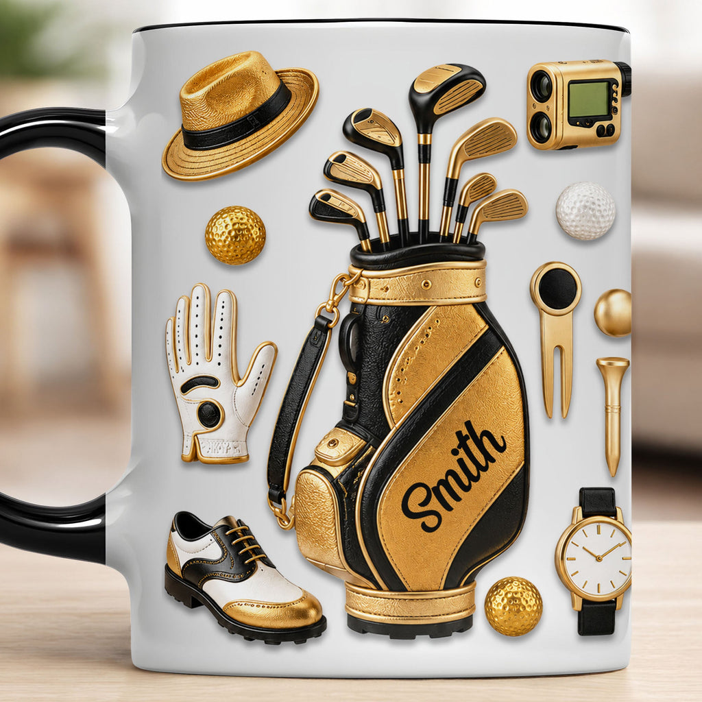 Personalized Golf Lover Accent Mug Custom Name Gift for Dad Accent Mug GradoCreations