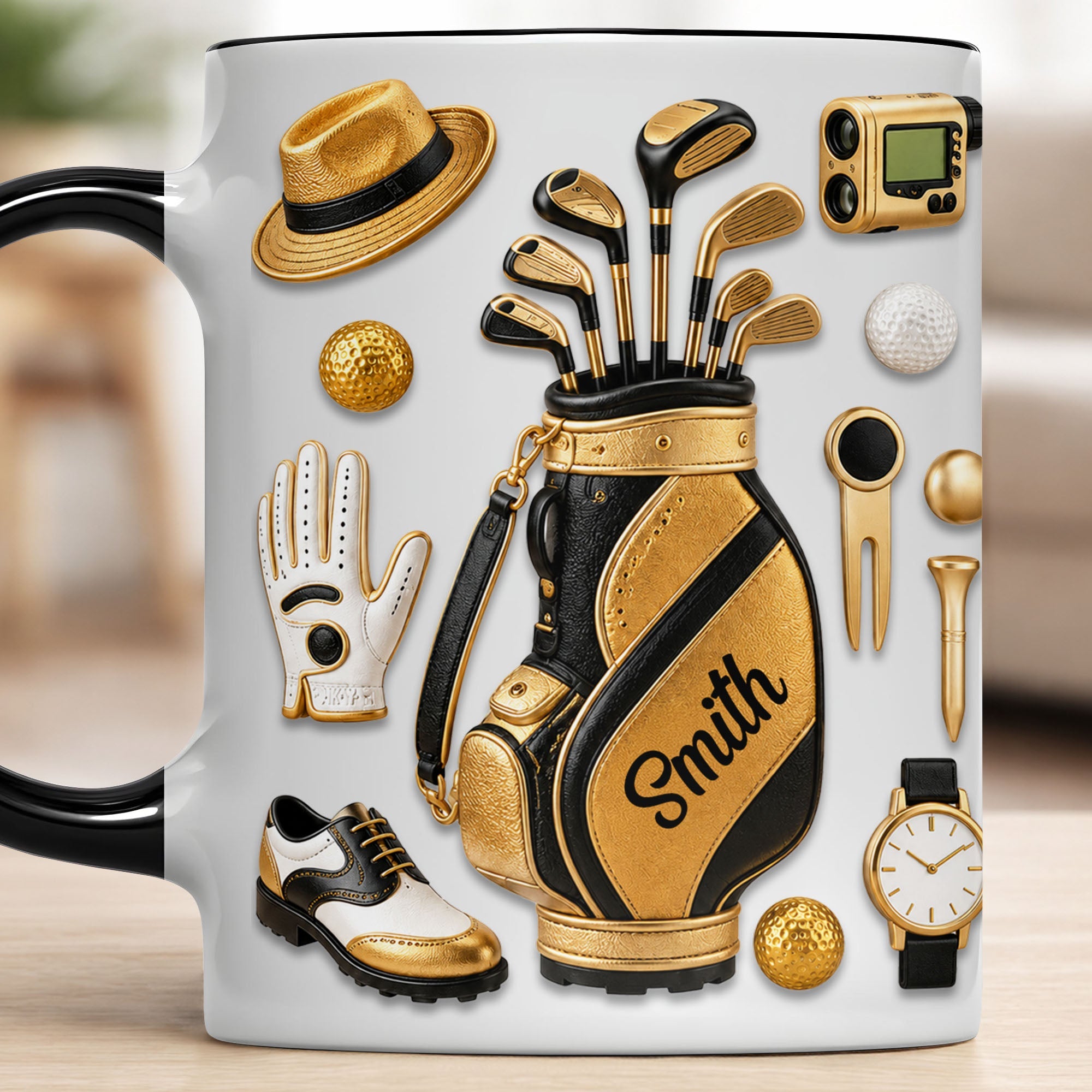 Personalized Golf Lover Accent Mug Custom Name Gift for Dad Accent Mug GradoCreations