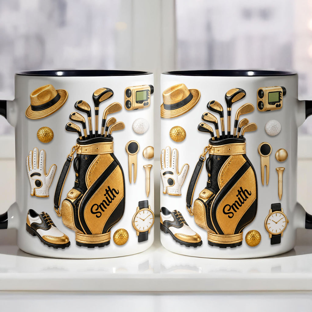 Personalized Golf Lover Accent Mug Custom Name Gift for Dad Accent Mug GradoCreations