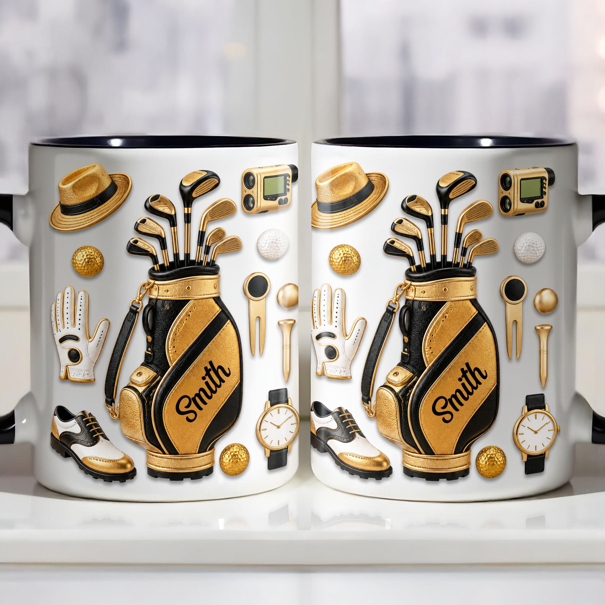 Personalized Golf Lover Accent Mug Custom Name Gift for Dad