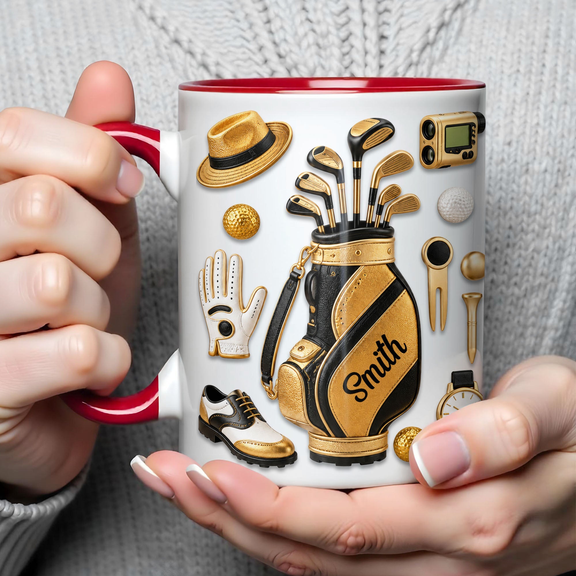 Personalized Golf Lover Accent Mug Custom Name Gift for Dad