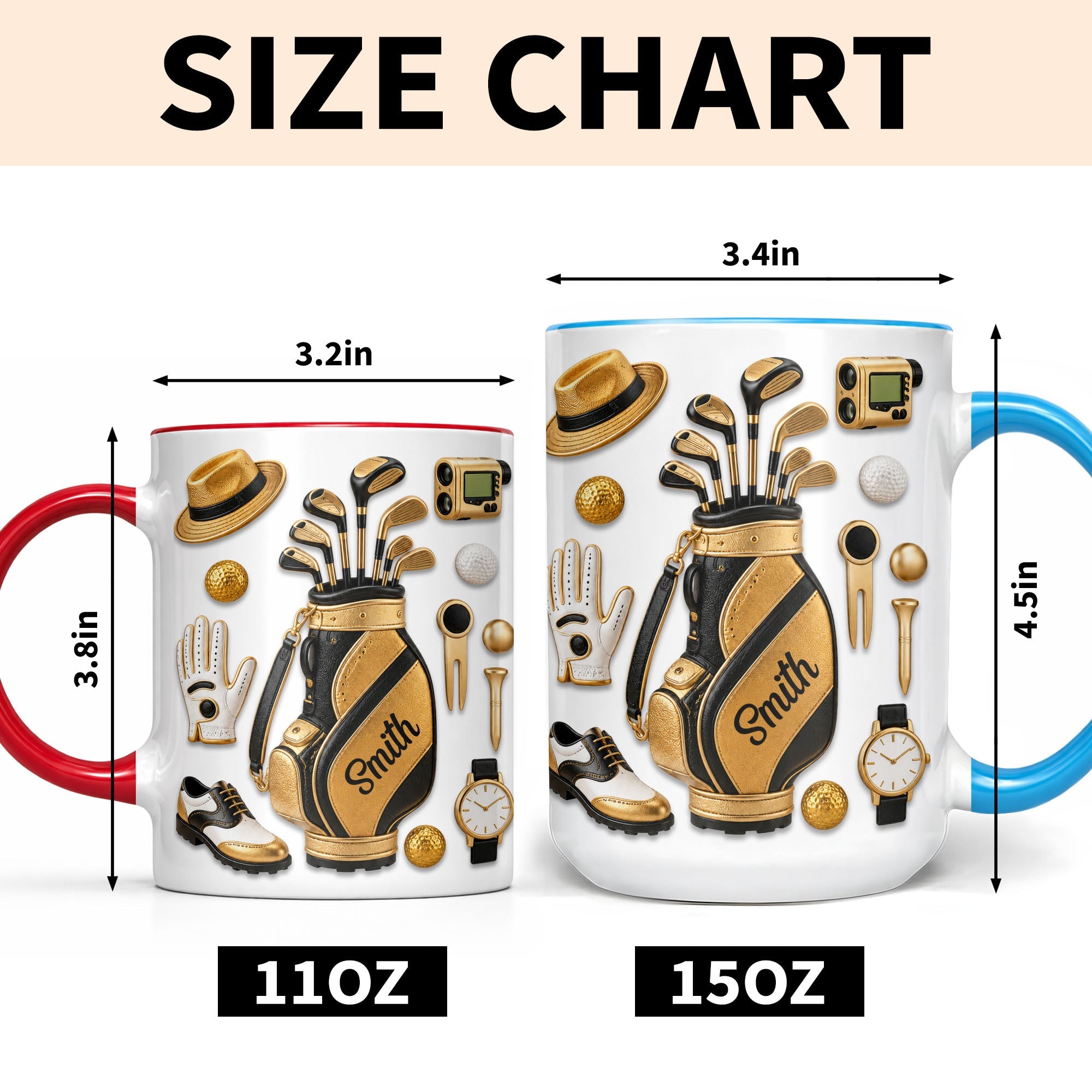 Personalized Golf Lover Accent Mug Custom Name Gift for Dad Accent Mug GradoCreations