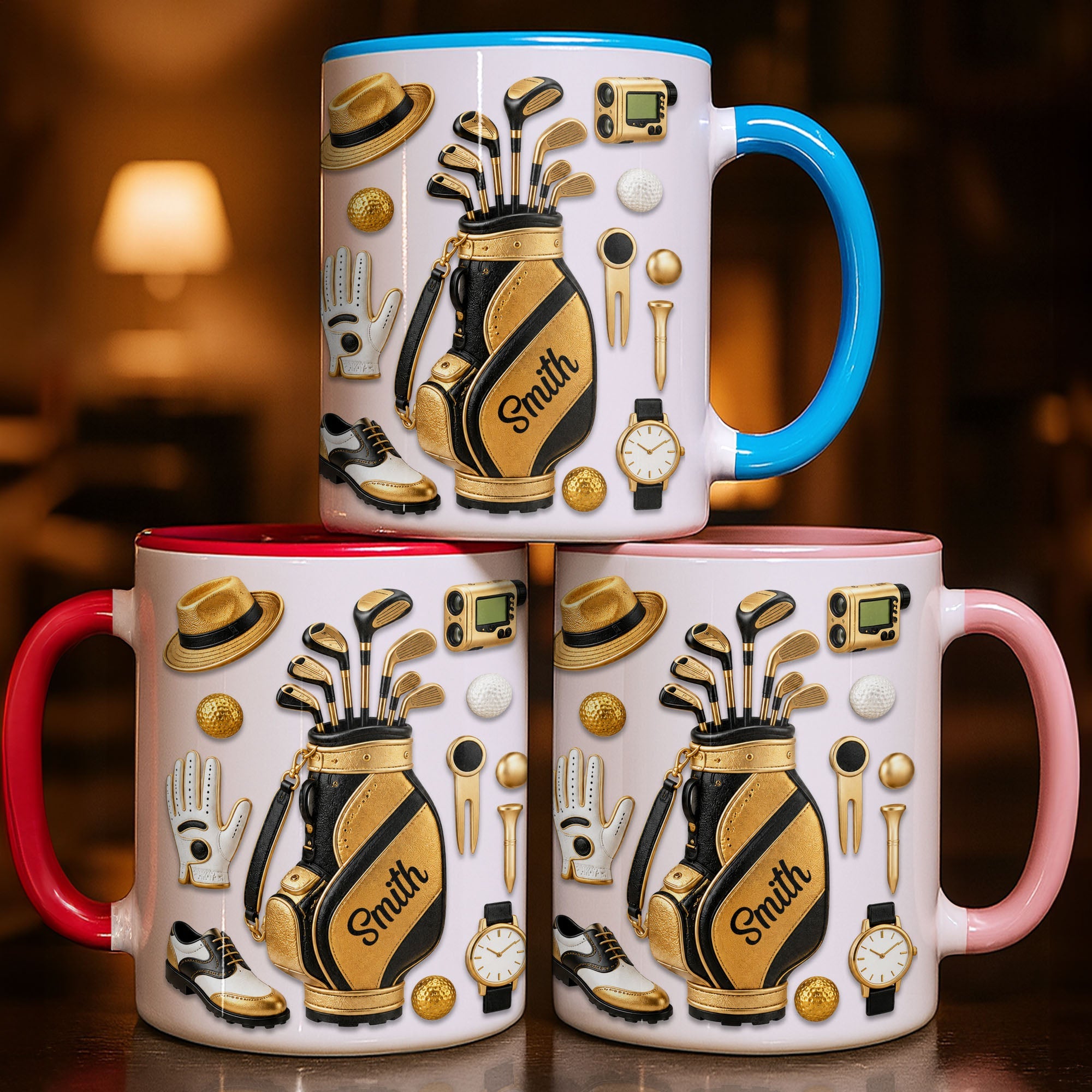 Personalized Golf Lover Accent Mug Custom Name Gift for Dad Accent Mug GradoCreations