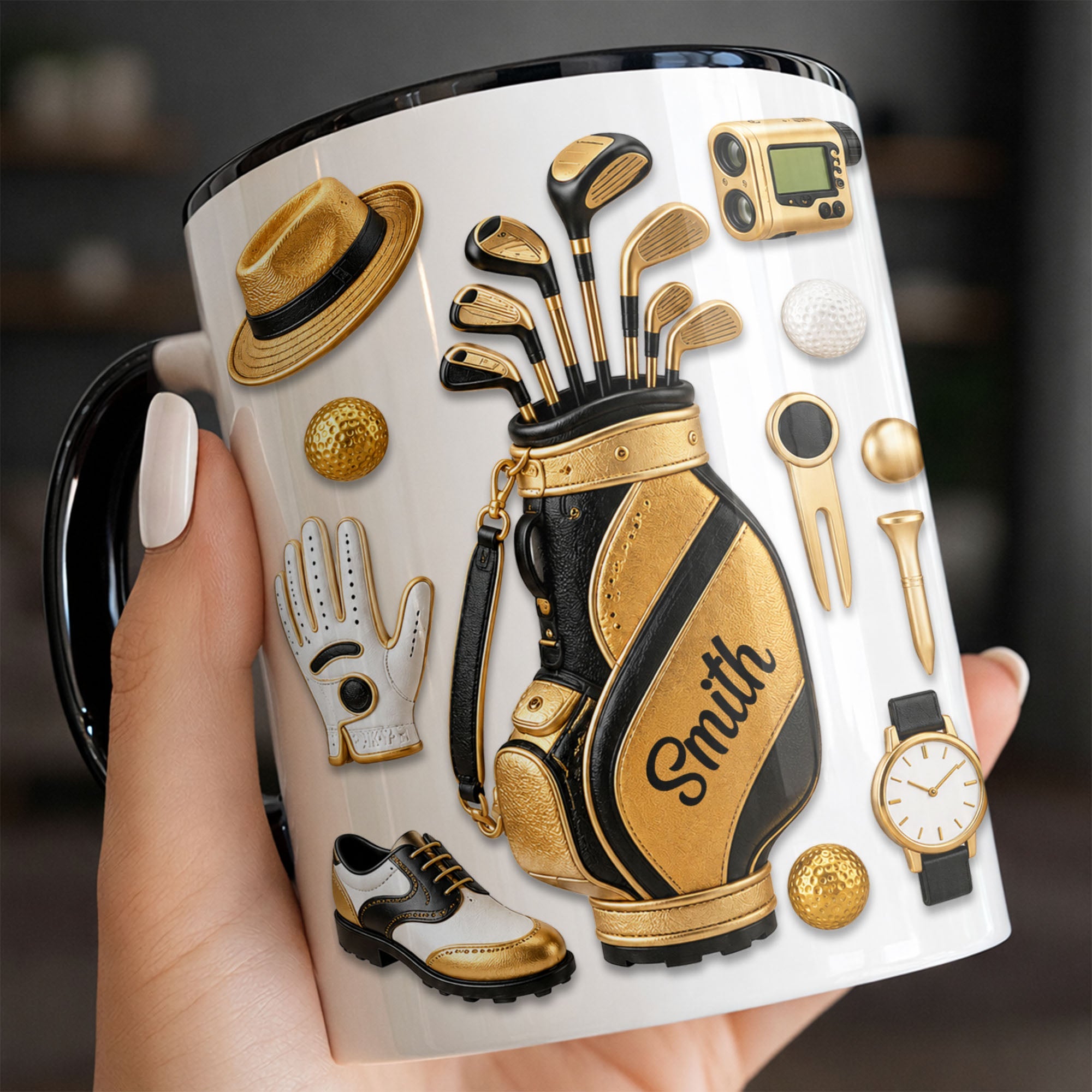 Personalized Golf Lover Accent Mug Custom Name Gift for Dad Accent Mug GradoCreations