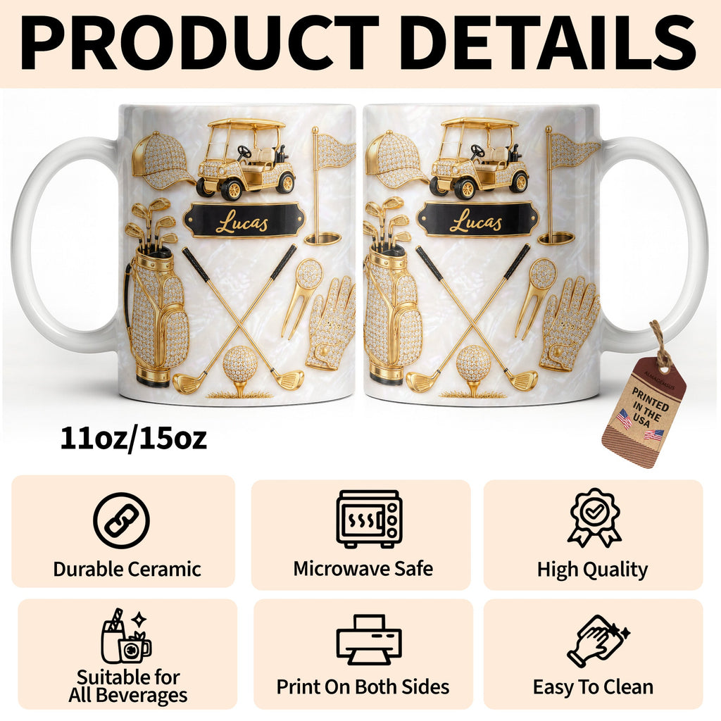 Personalized Golf Mug Custom Name Gift for Dad Golf Lovers Edge-to-edge Mug GradoCreations
