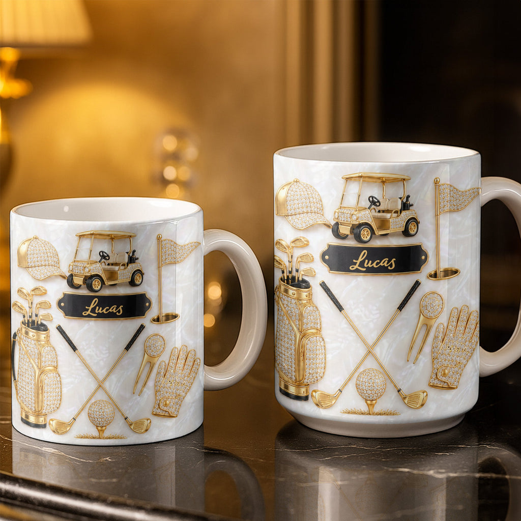 Personalized Golf Mug Custom Name Gift for Dad Golf Lovers Edge-to-edge Mug GradoCreations