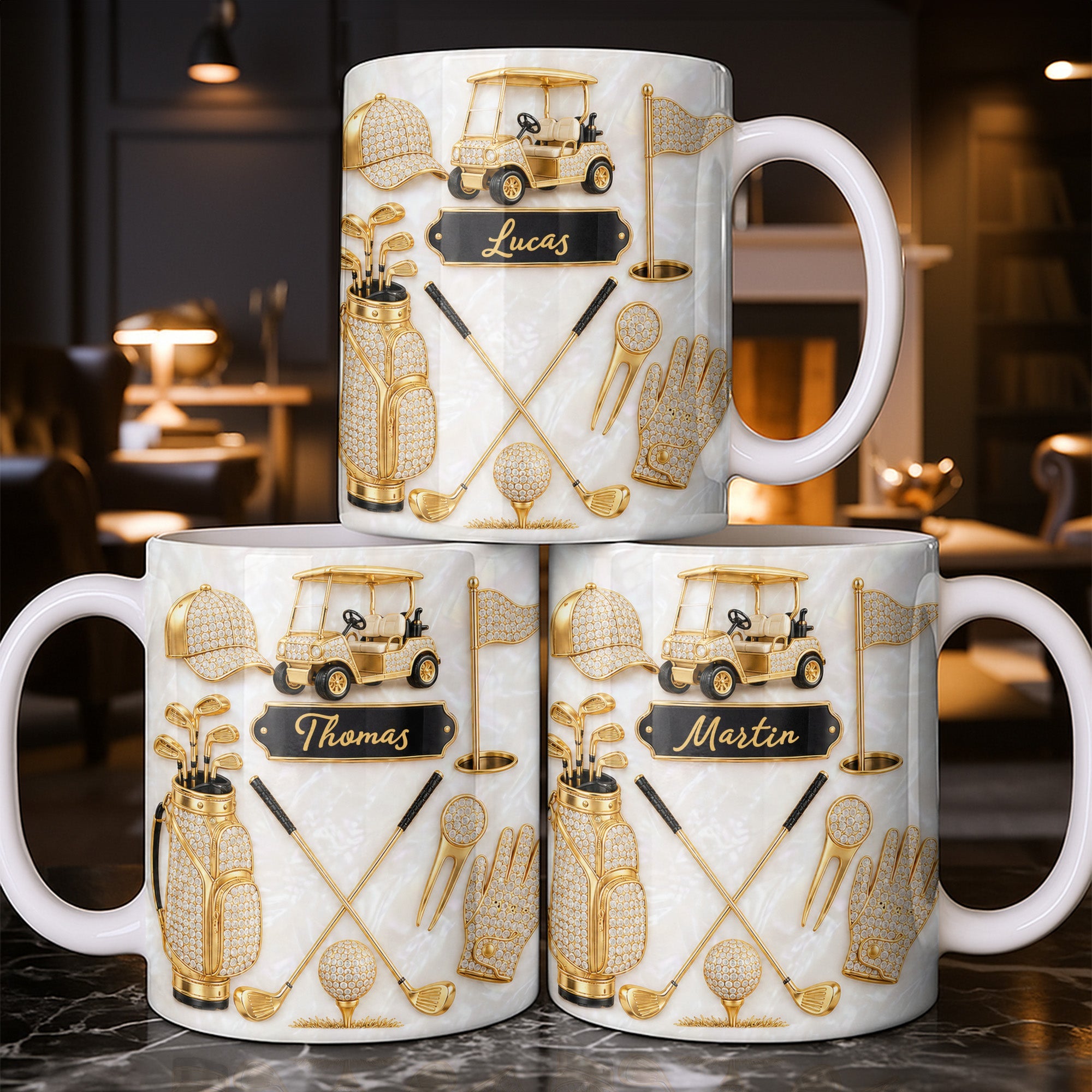 Personalized Golf Mug Custom Name Gift for Dad Golf Lovers Edge-to-edge Mug GradoCreations