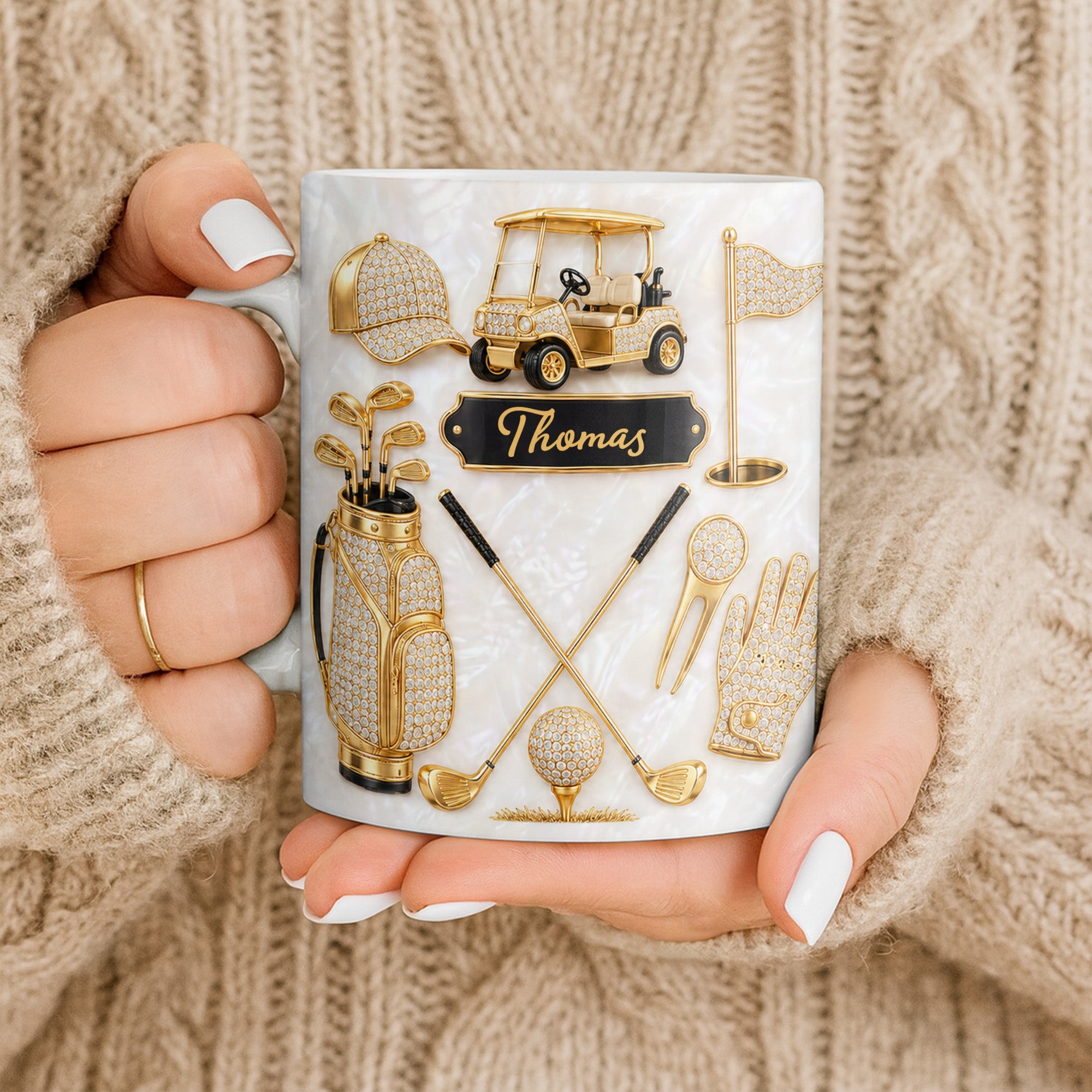 Personalized Golf Mug Custom Name Gift for Dad Golf Lovers Edge-to-edge Mug GradoCreations