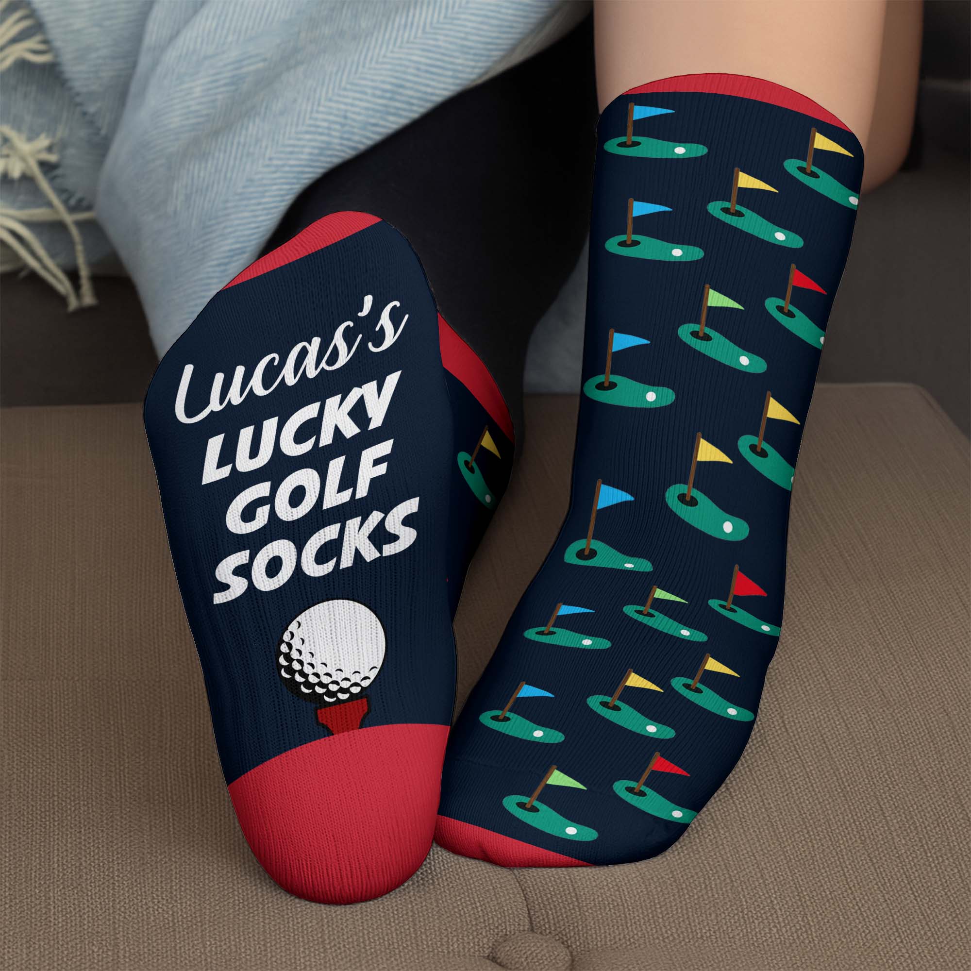 Personalized Golf Socks Custom Name Gift for Dad or Golfer Crew Socks GradoCreations