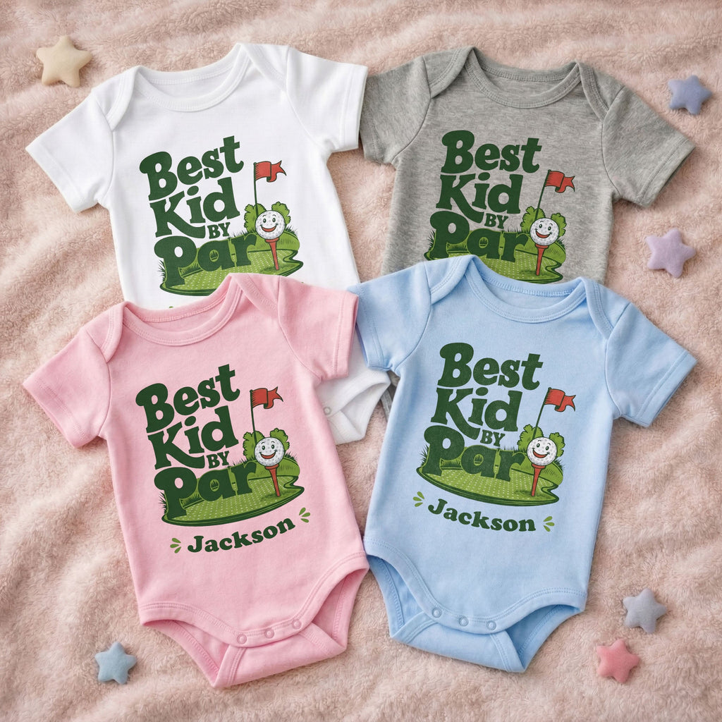 Personalized Custom Baby Onesie Best Kid By Par Gift for Golf Lovers Baby Onesie GradoCreations