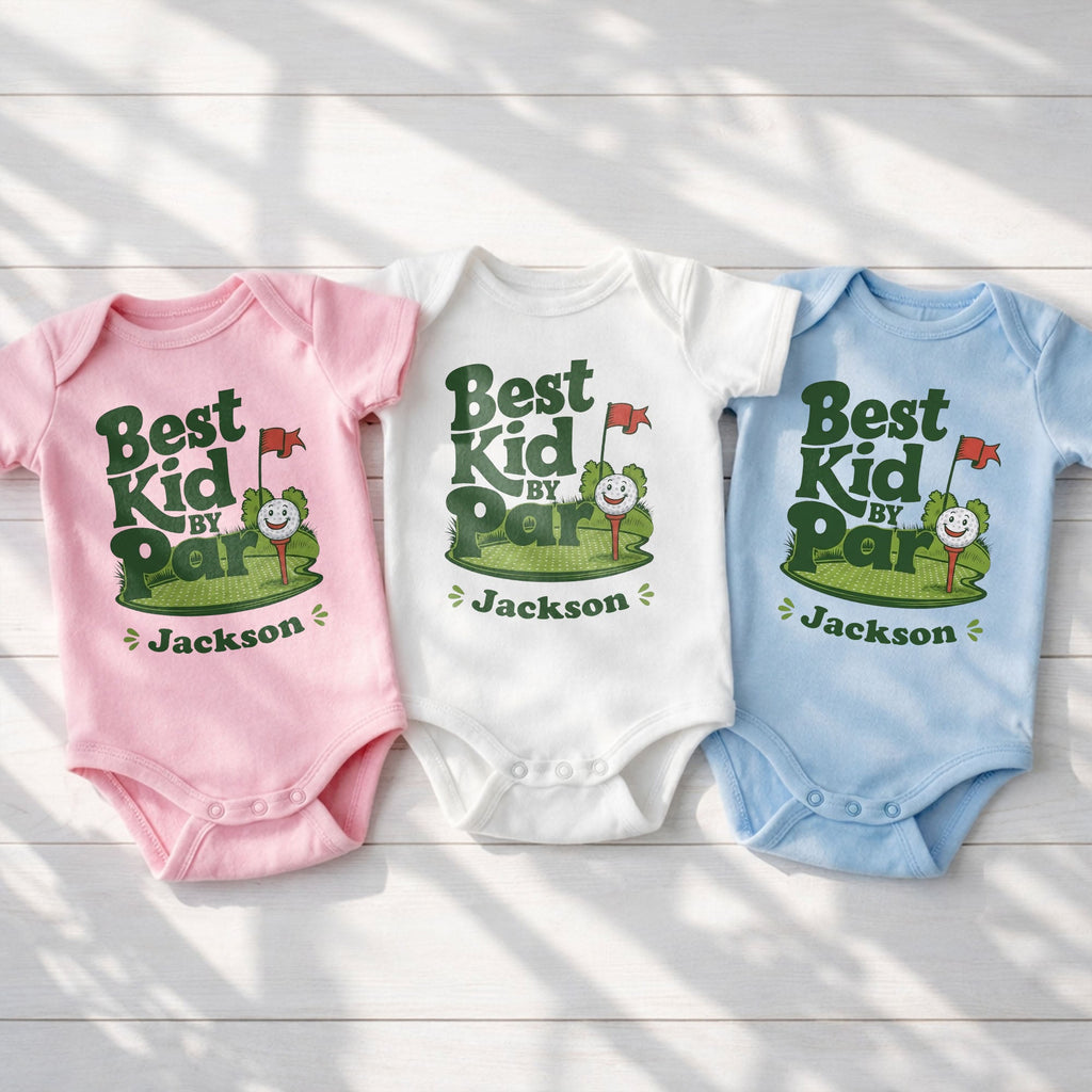 Personalized Custom Baby Onesie Best Kid By Par Gift for Golf Lovers Baby Onesie GradoCreations