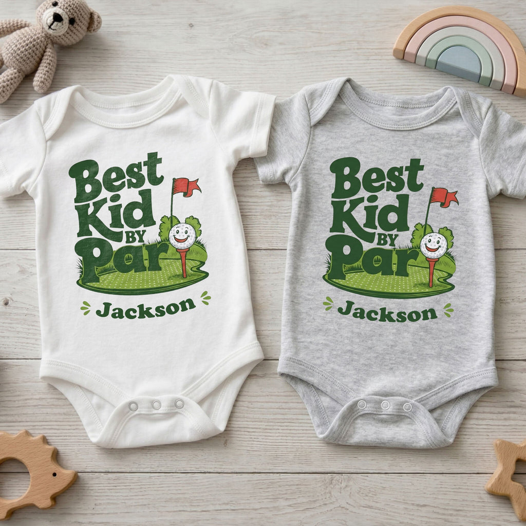 Personalized Custom Baby Onesie Best Kid By Par Gift for Golf Lovers Baby Onesie GradoCreations
