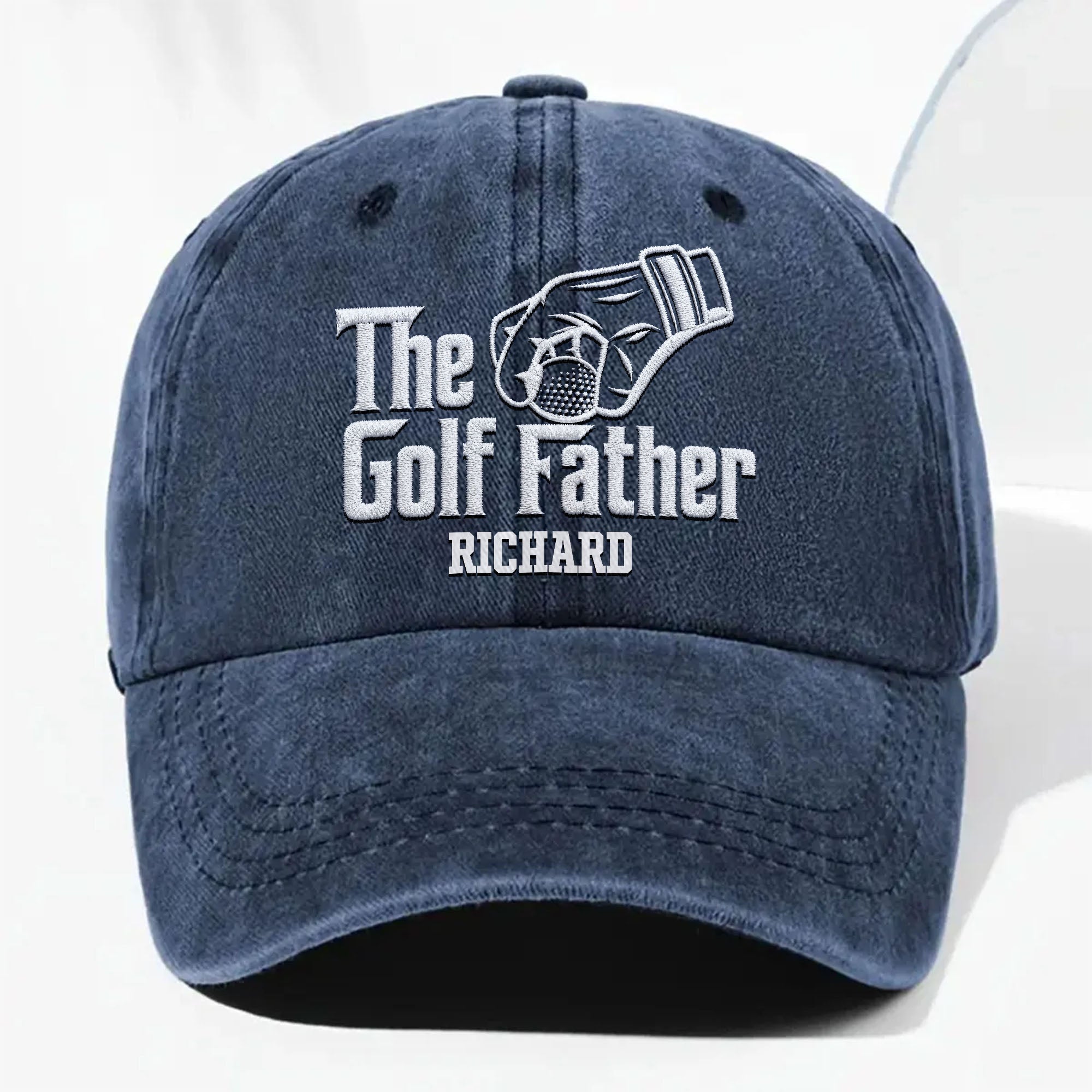 Personalized Golf Father Washed Denim Cap Custom Name Gift for Dad Washed Denim Cap GradoCreations