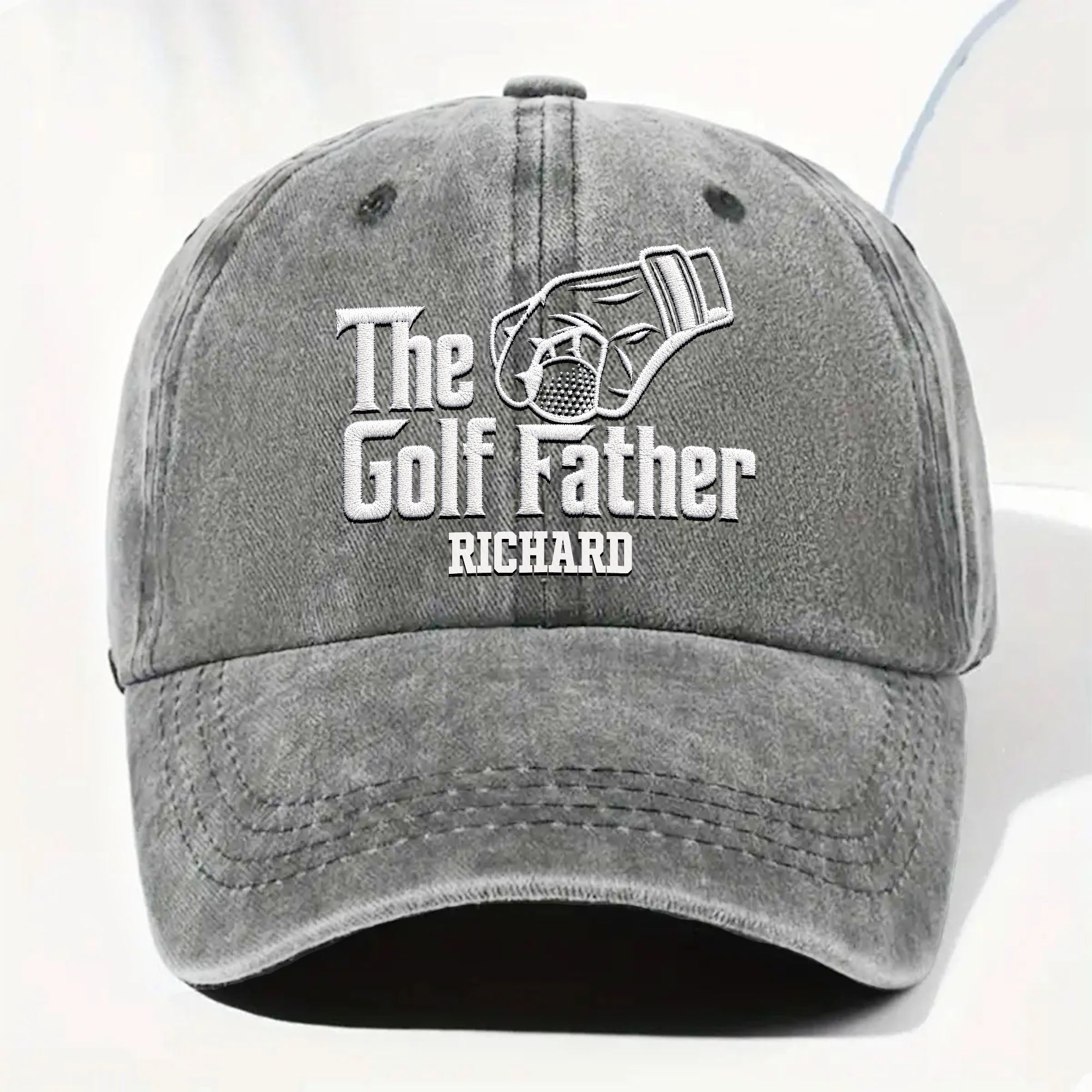 Personalized Golf Father Washed Denim Cap Custom Name Gift for Dad Washed Denim Cap GradoCreations