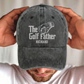Personalized Golf Father Washed Denim Cap Custom Name Gift for Dad Washed Denim Cap GradoCreations