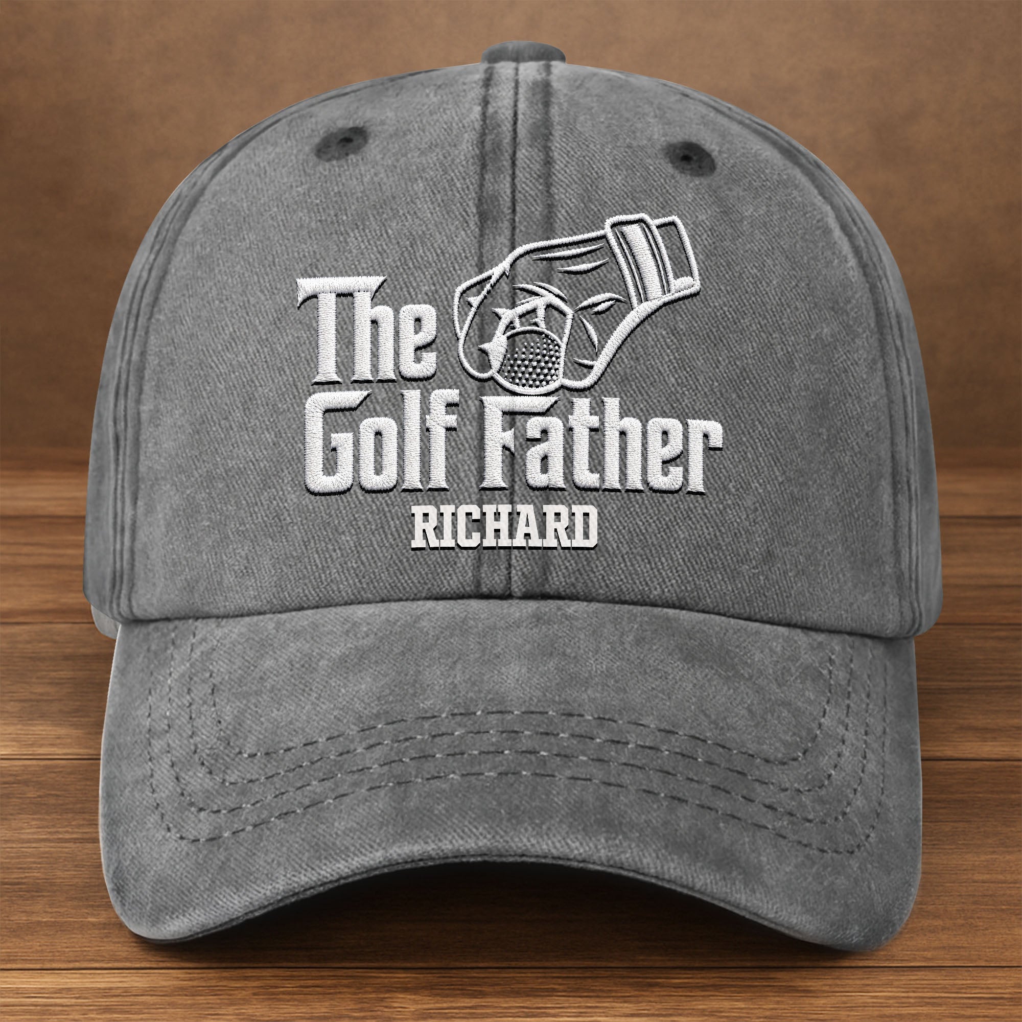 Personalized Golf Father Washed Denim Cap Custom Name Gift for Dad Washed Denim Cap GradoCreations