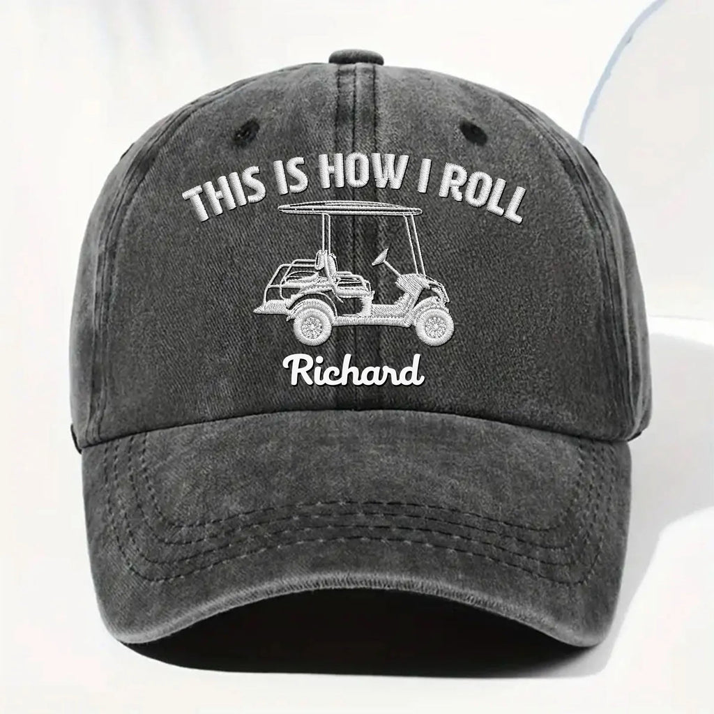Personalized Washed Denim Cap Custom Name Gift for Golf Dad Washed Denim Cap GradoCreations