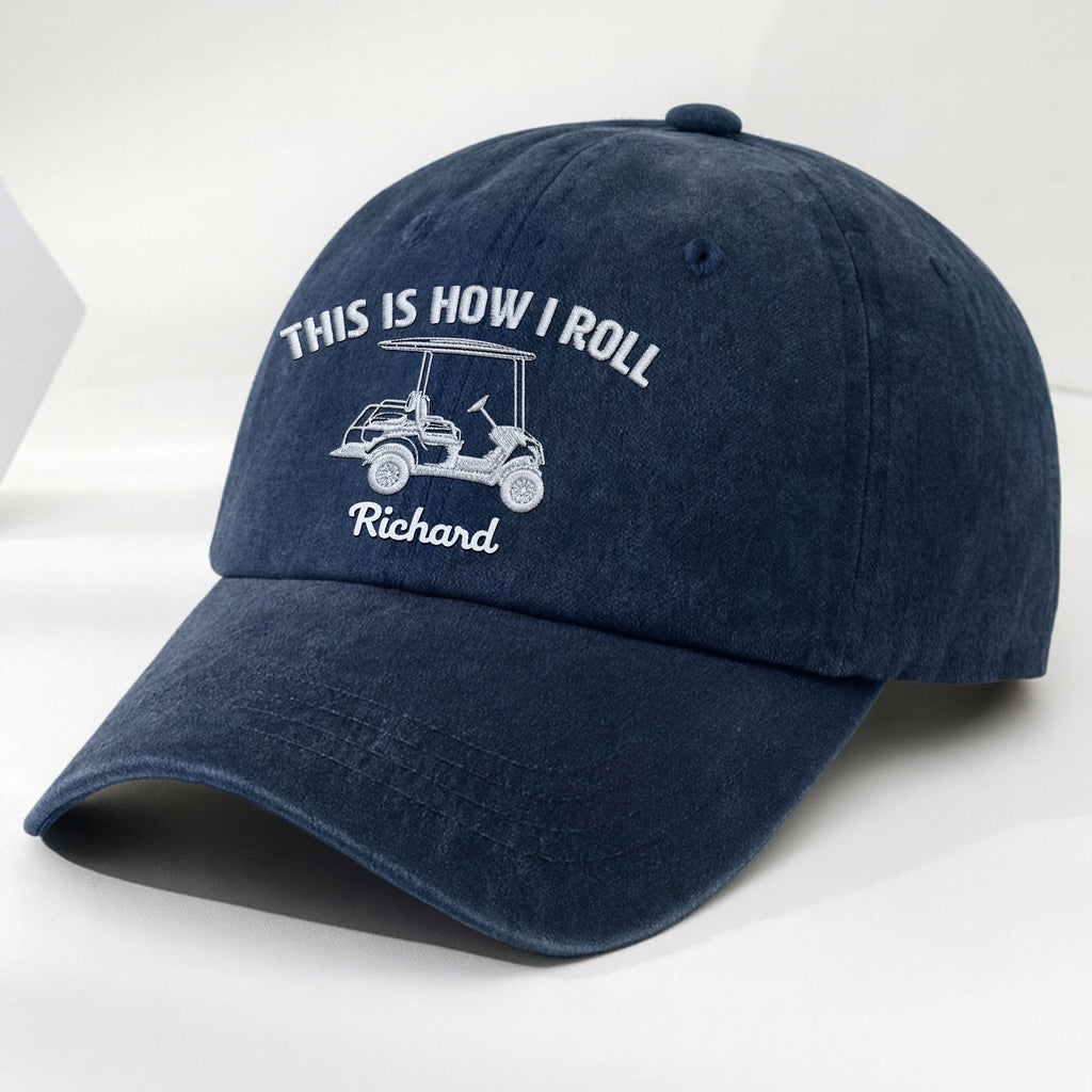 Personalized Washed Denim Cap Custom Name Gift for Golf Dad Washed Denim Cap GradoCreations