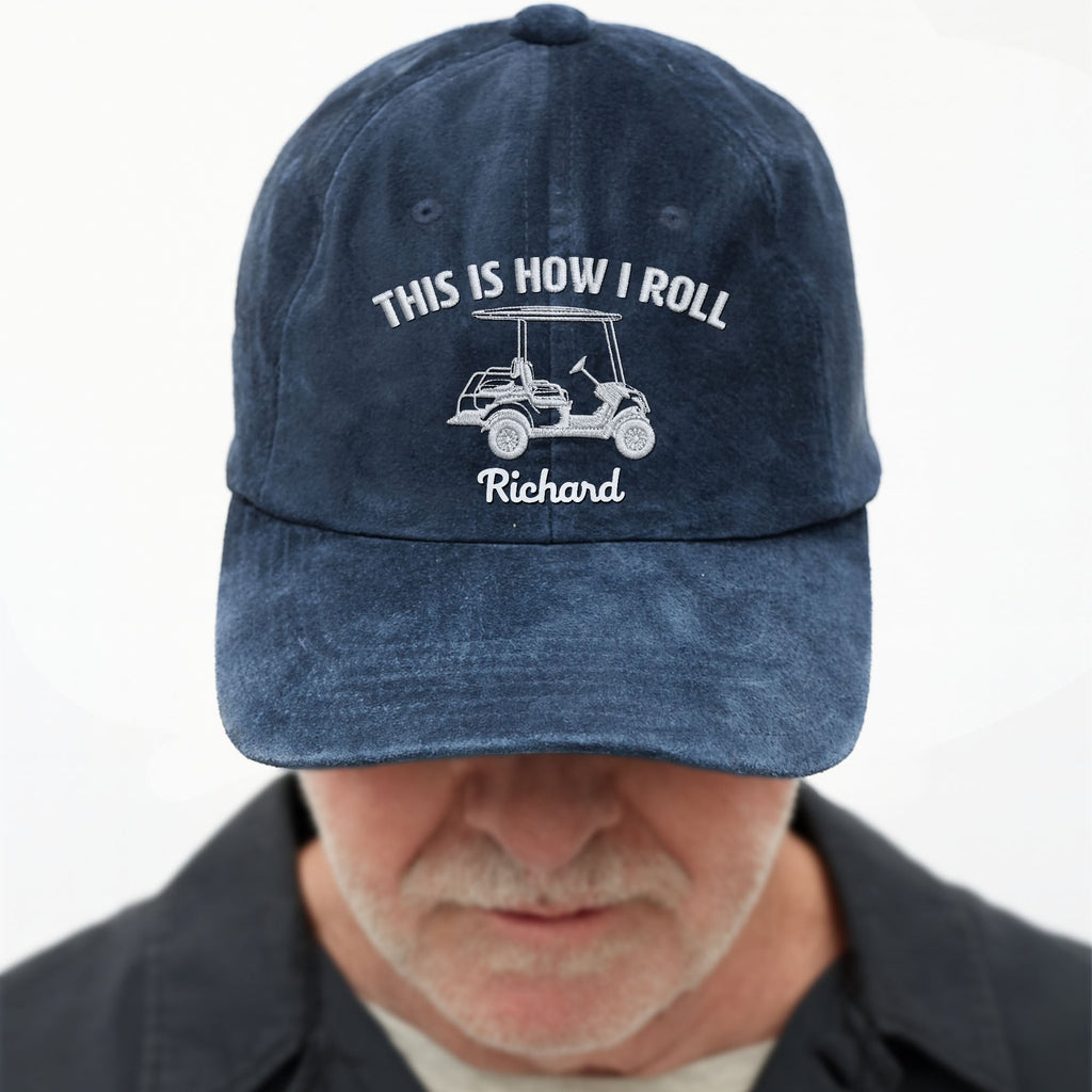 Personalized Washed Denim Cap Custom Name Gift for Golf Dad Washed Denim Cap GradoCreations
