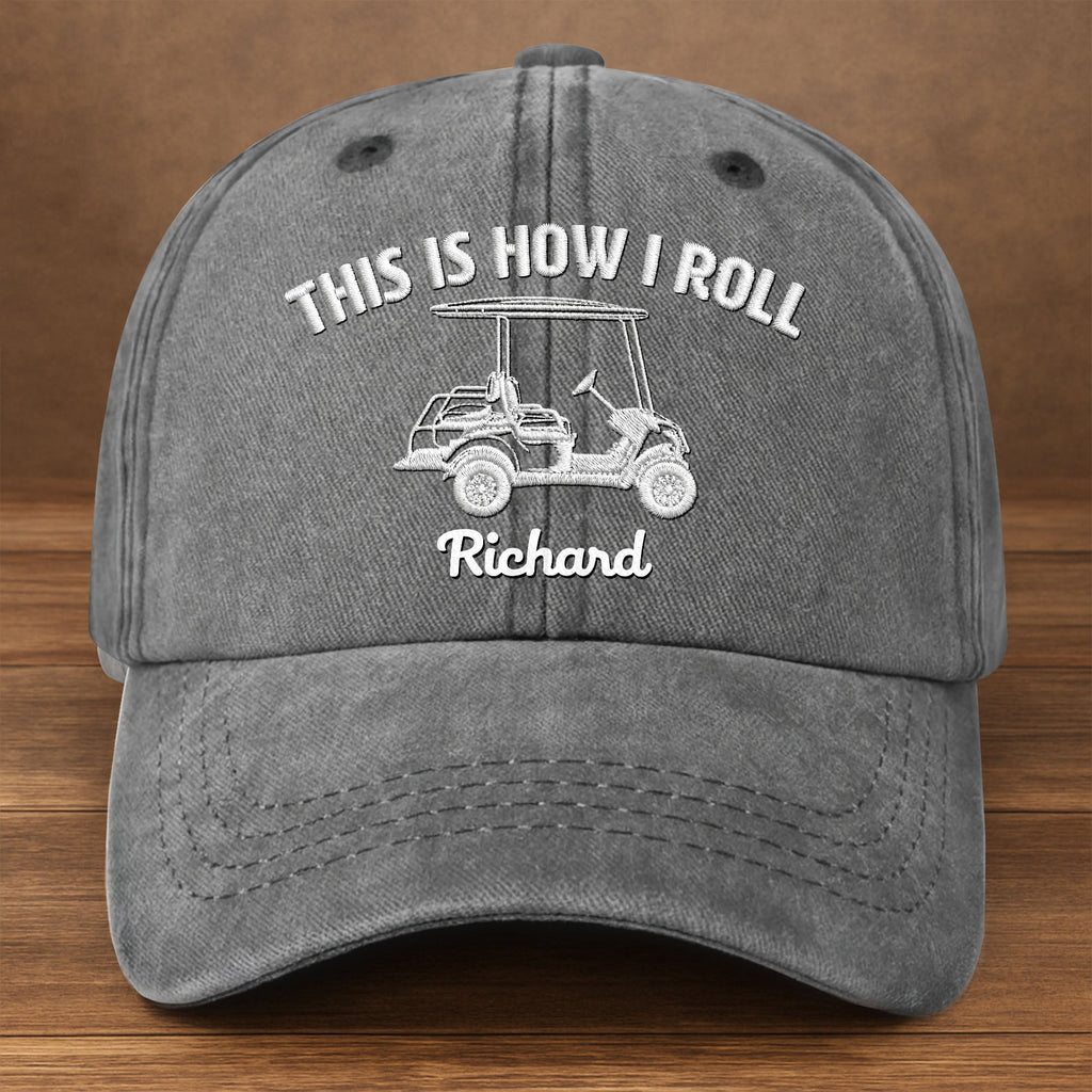 Personalized Washed Denim Cap Custom Name Gift for Golf Dad Washed Denim Cap GradoCreations