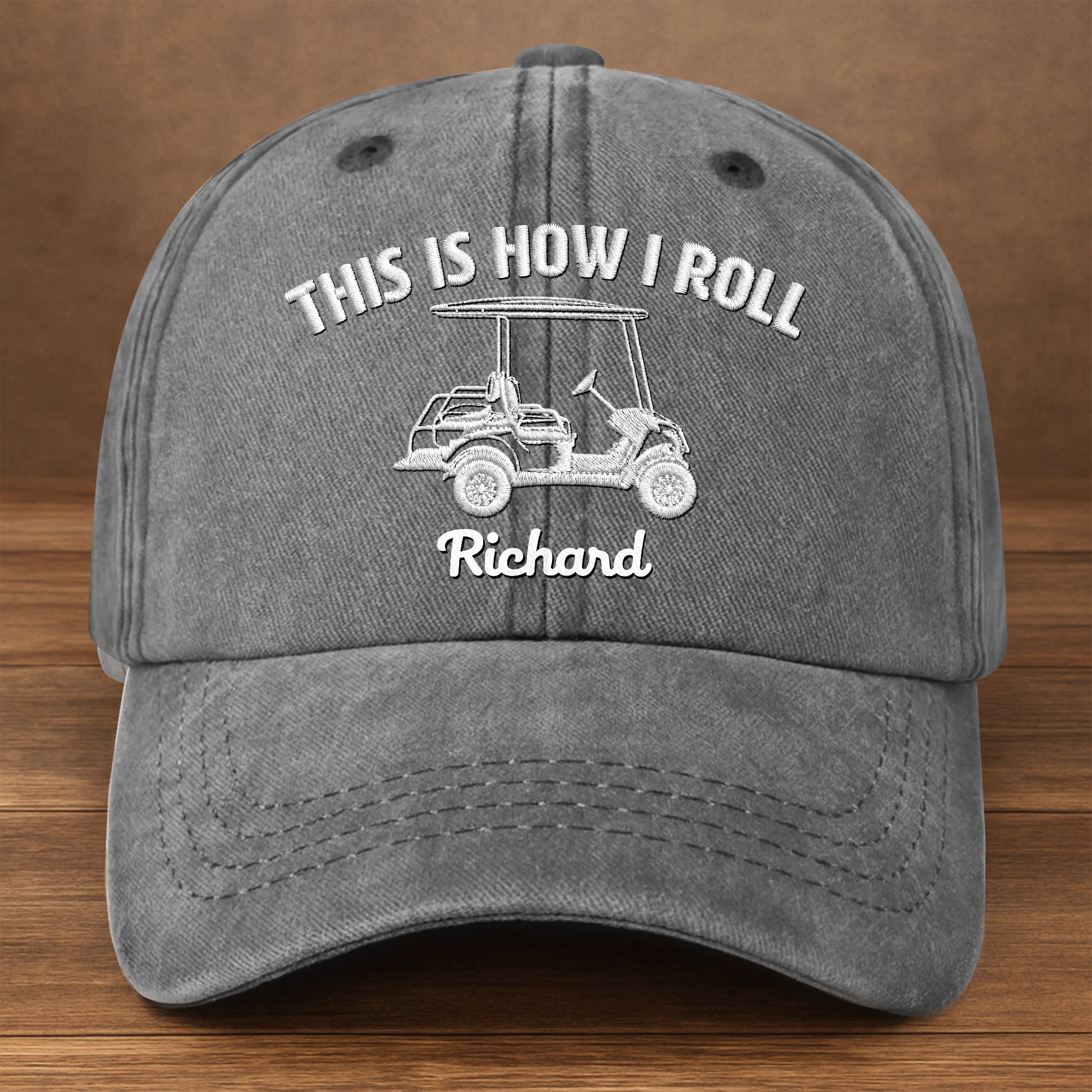 Personalized Washed Denim Cap Custom Name Gift for Golf Dad Washed Denim Cap GradoCreations