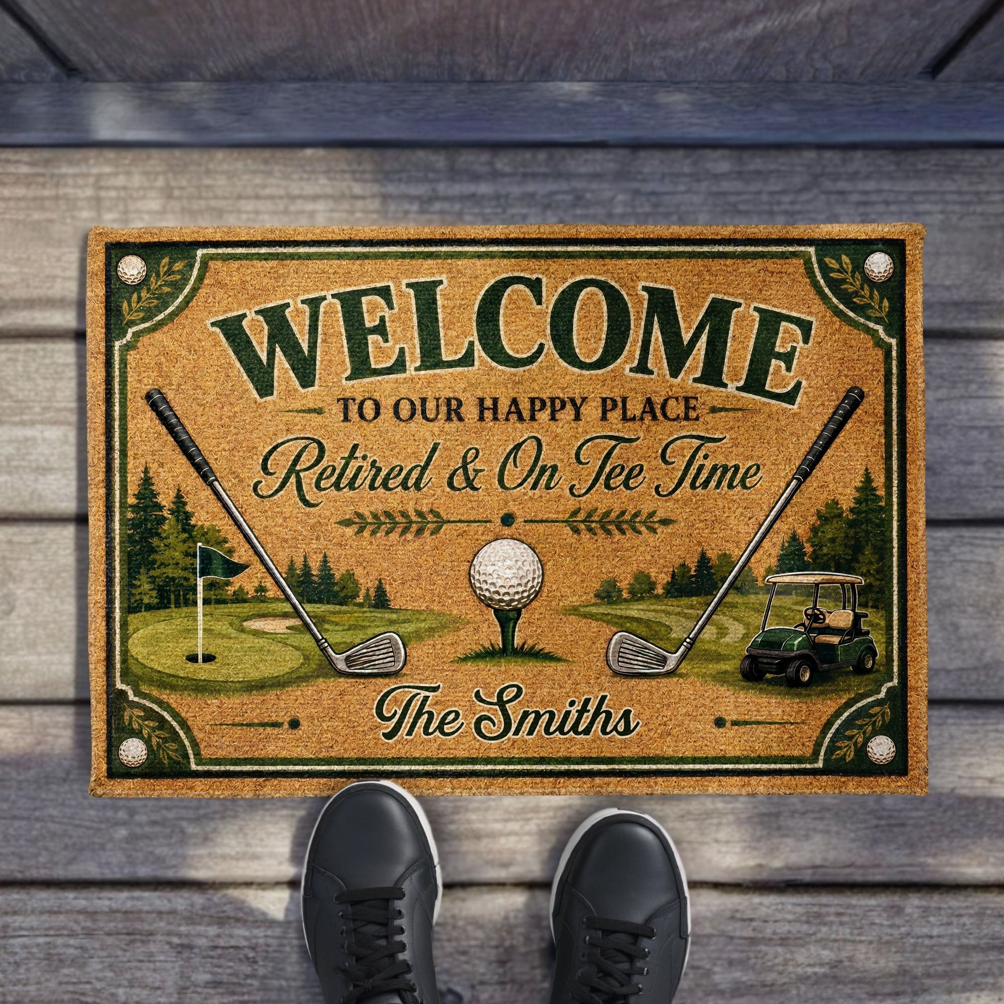 Personalized Golf Doormat Custom Family Name Gift for Him