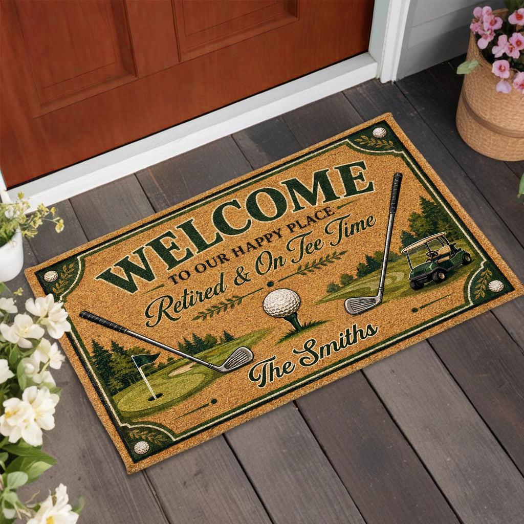 Personalized Golf Doormat Custom Family Name Gift for Him