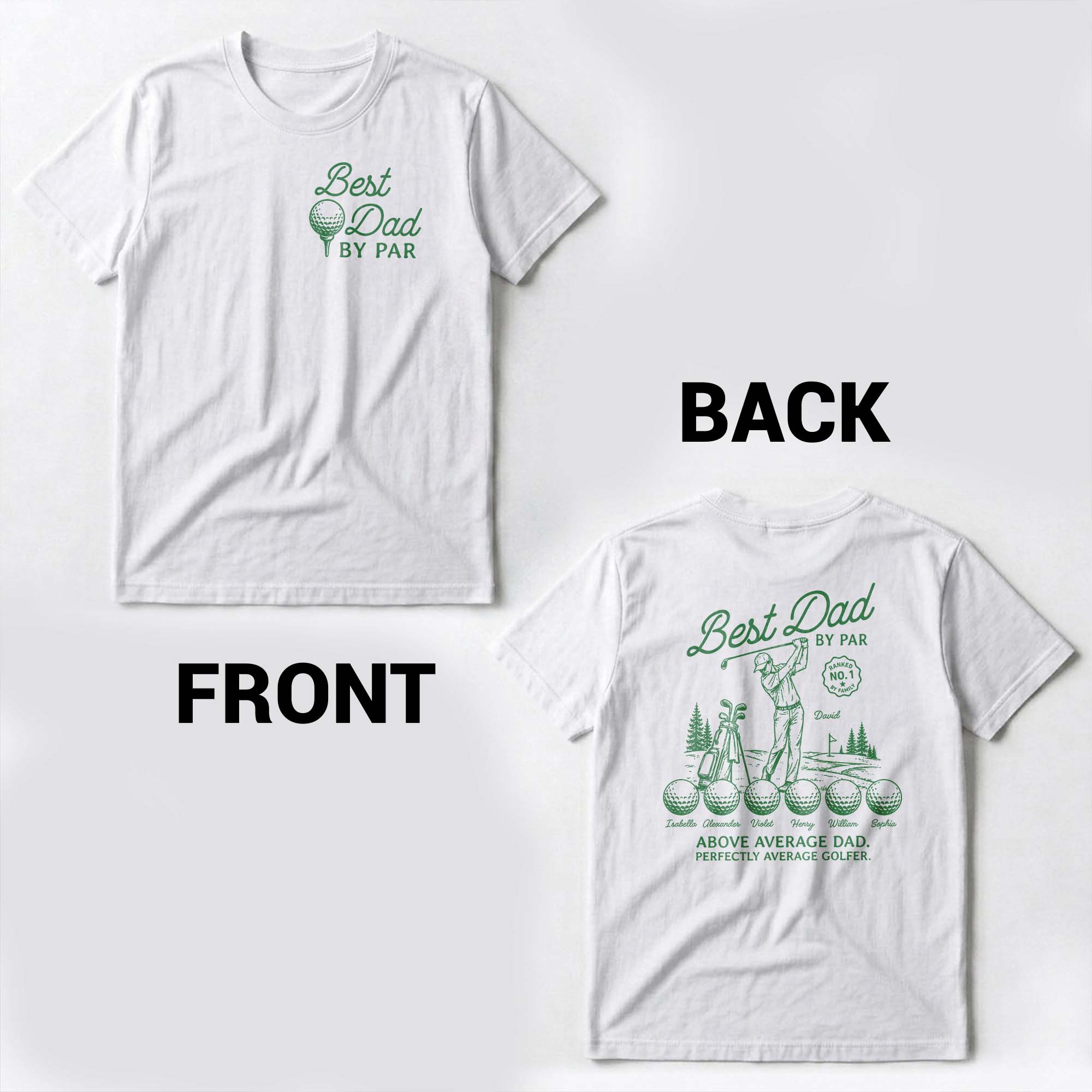 Personalized T-Shirt for Dad Funny Golf Gift Custom Text T-Shirt Font and Back GradoCreations