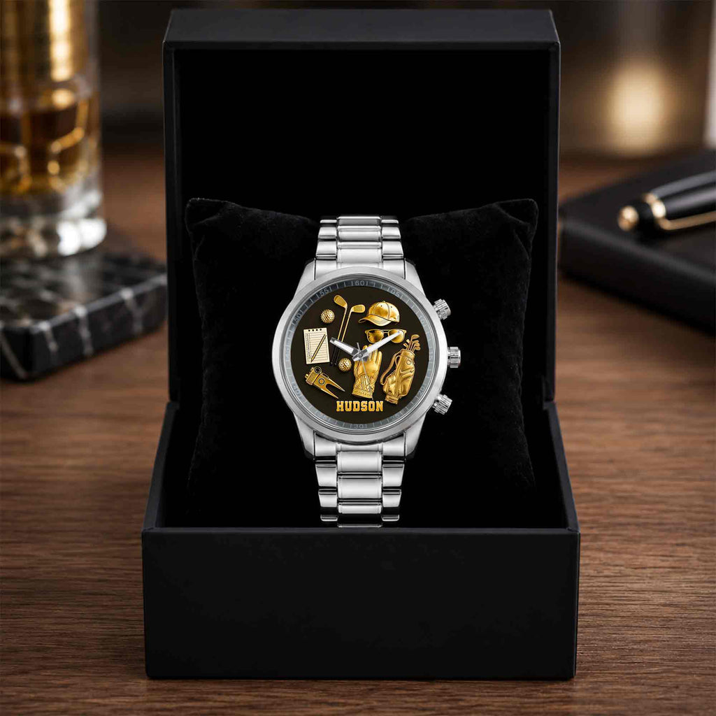 Personalized Custom Men's Watch for Golf Lovers | Golf Gift Men's Watch GradoCreations