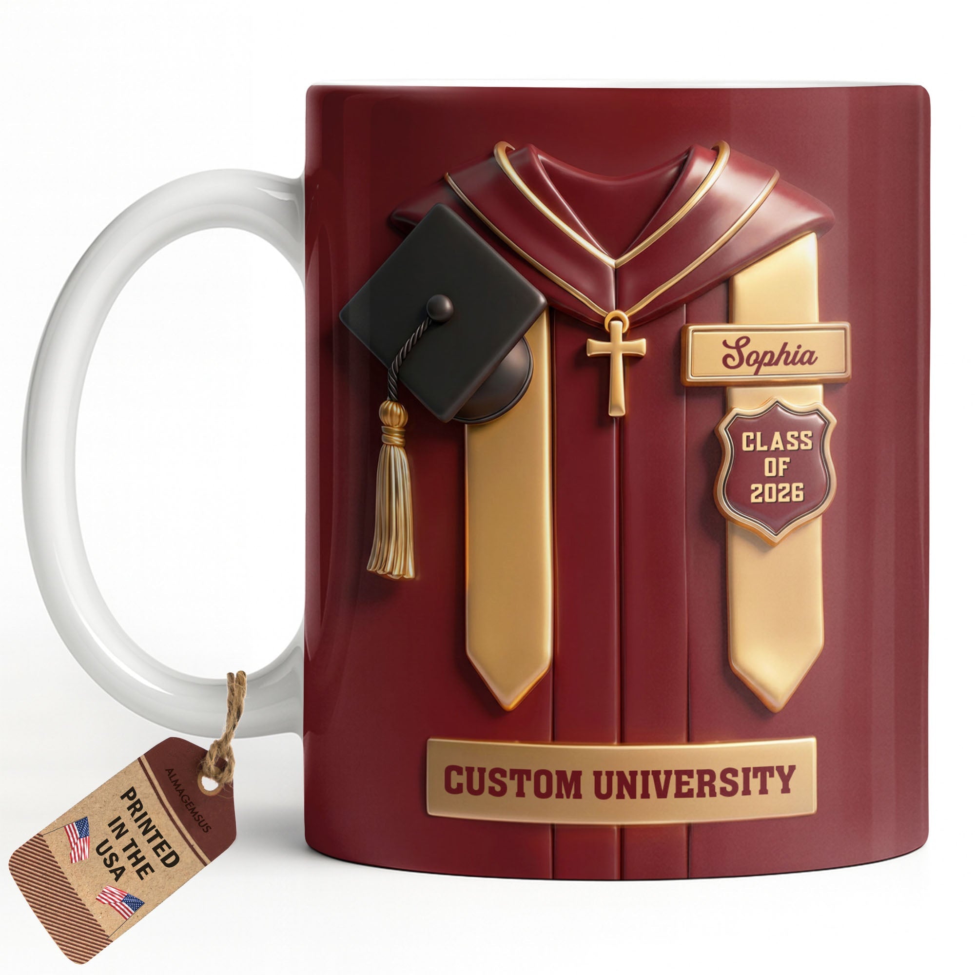 Personalized Graduation Coffee Mug Custom Year Name Gift Edge-to-edge Mug GradoCreations