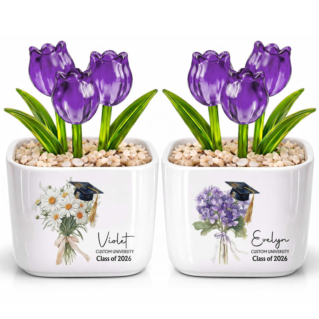 Personalized Custom Glass Tulips Graduation Gift for Her Glass Tulip GradoCreations