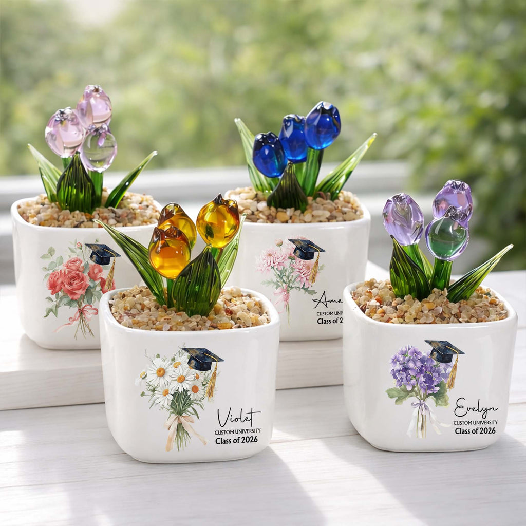 Personalized Custom Glass Tulips Graduation Gift for Her Glass Tulip GradoCreations
