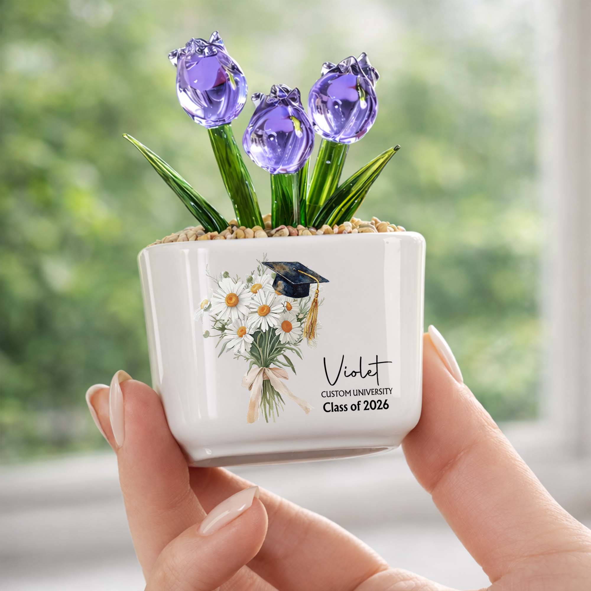 Personalized Custom Glass Tulips Graduation Gift for Her
