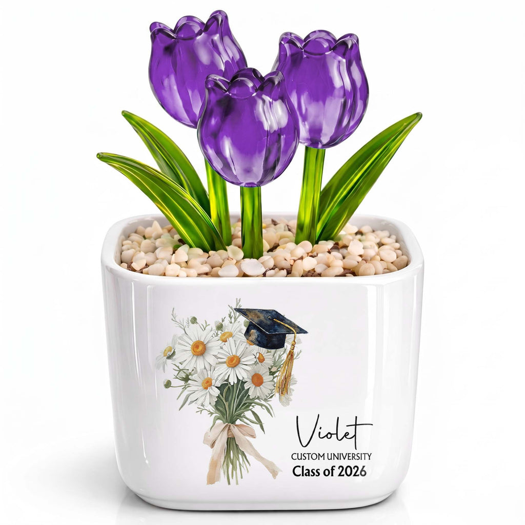 Personalized Custom Glass Tulips Graduation Gift for Her Glass Tulip GradoCreations