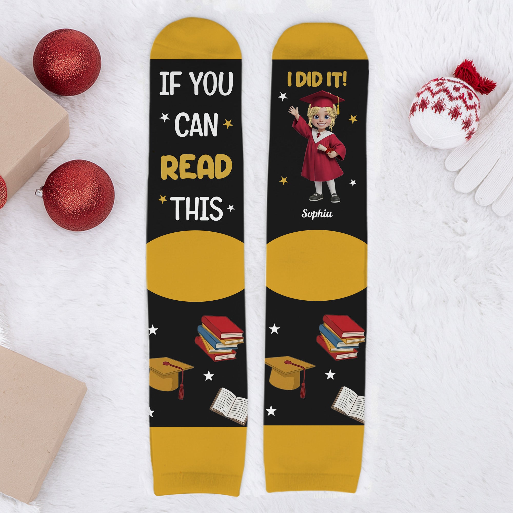 Personalized Graduation Crew Socks Custom Name Gift for Her Crew Socks GradoCreations