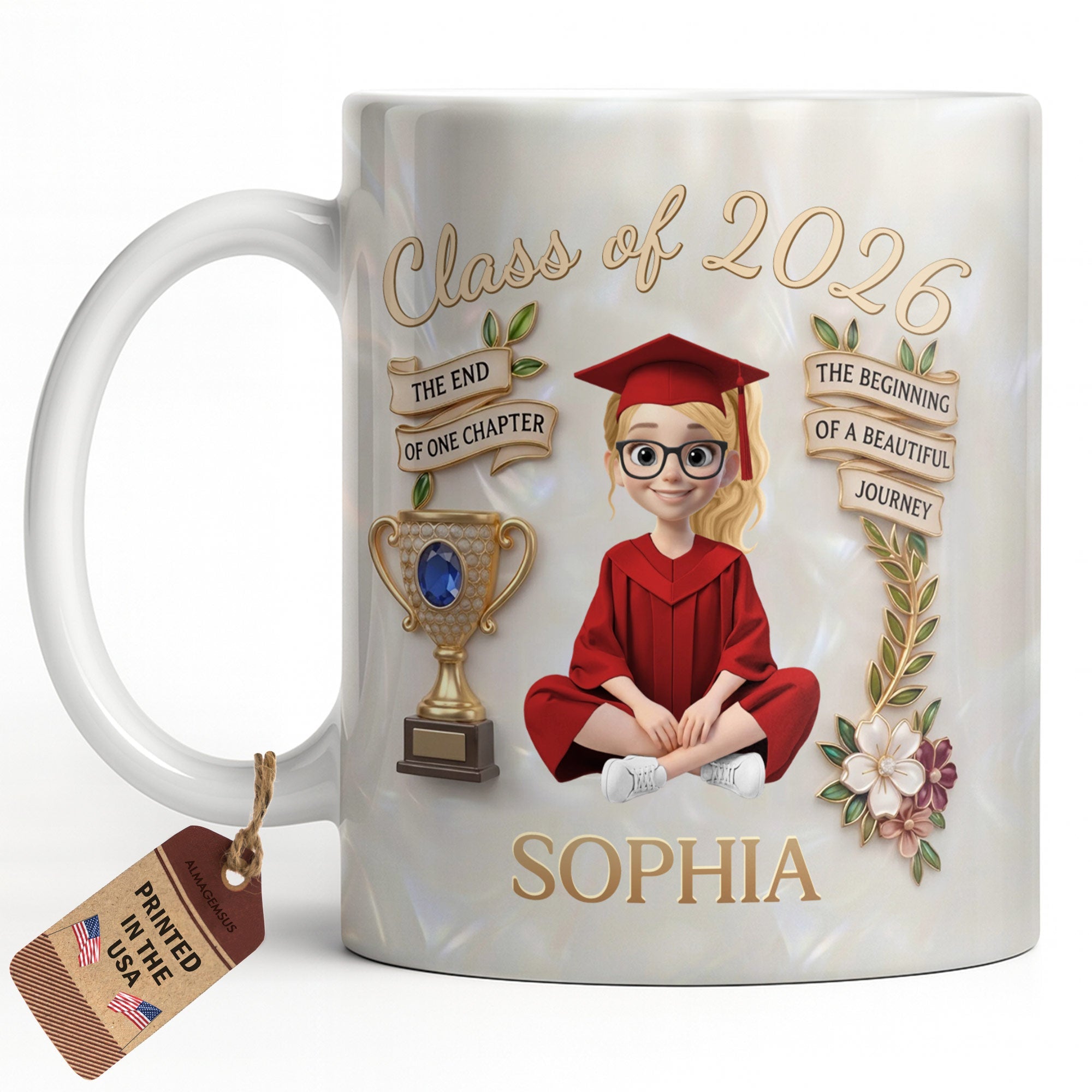 Personalized Graduation Coffee Mug Custom Name Gift for Her Edge-to-edge Mug GradoCreations