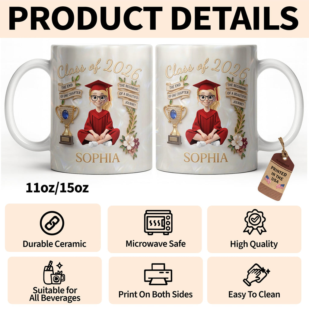 Personalized Graduation Coffee Mug Custom Name Gift for Her Edge-to-edge Mug GradoCreations