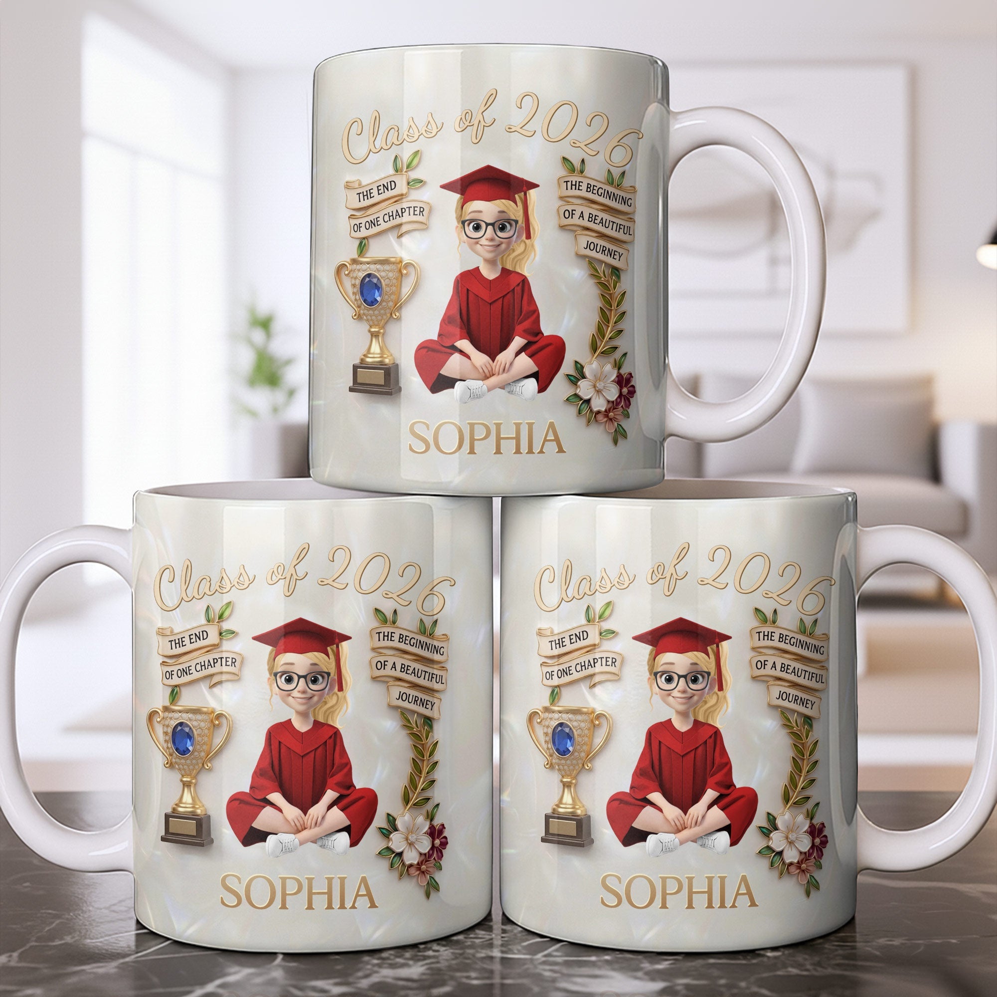 Personalized Graduation Coffee Mug Custom Name Gift for Her Edge-to-edge Mug GradoCreations